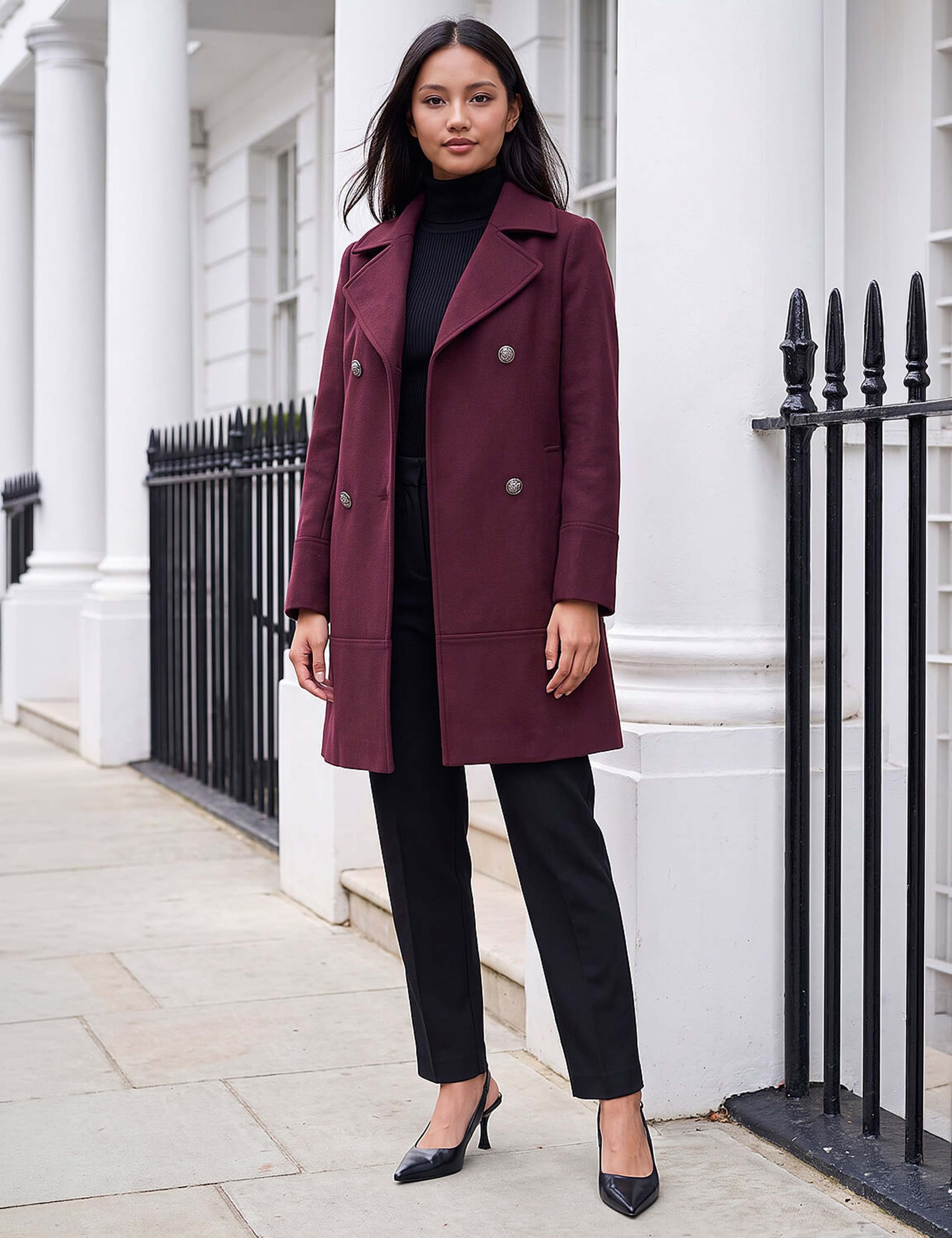 Petite Collared Double Breasted Coat 2 of 4