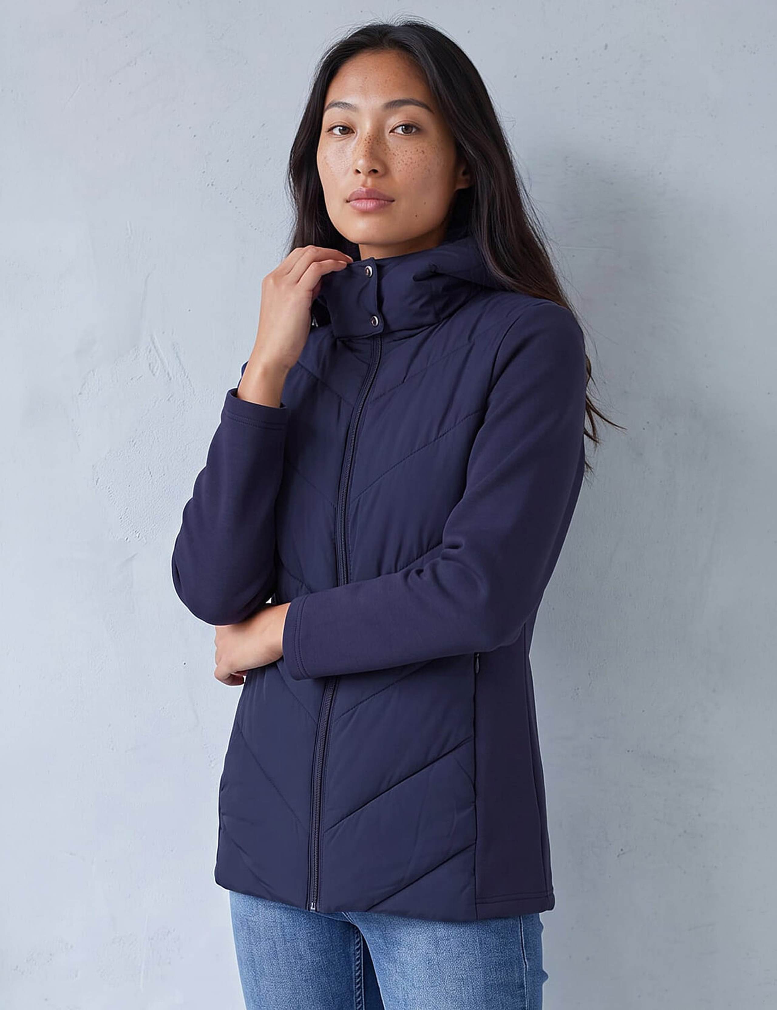 Petite Chevron Quilted Hooded Coat 2 of 4