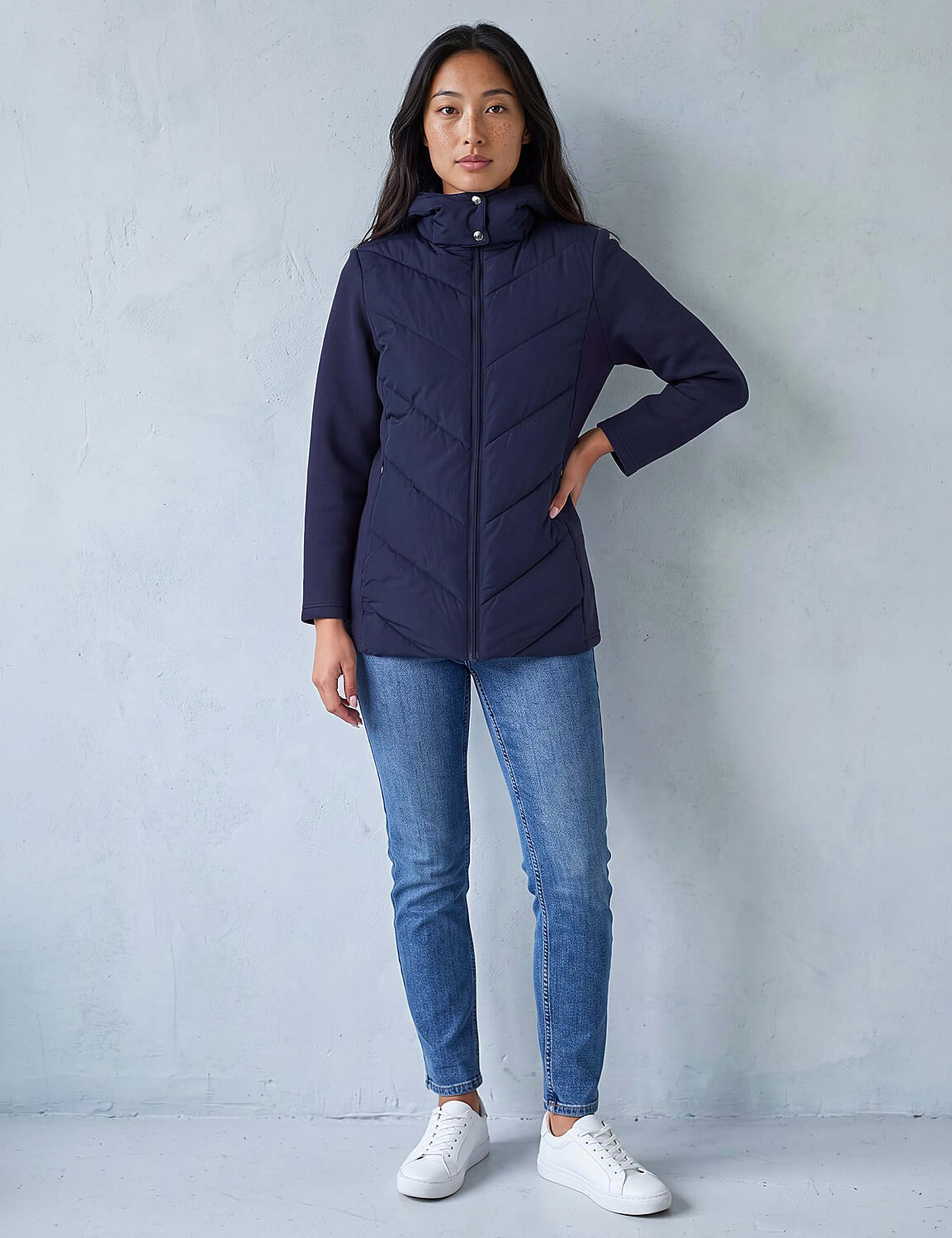 Petite Chevron Quilted Hooded Coat 3 of 4