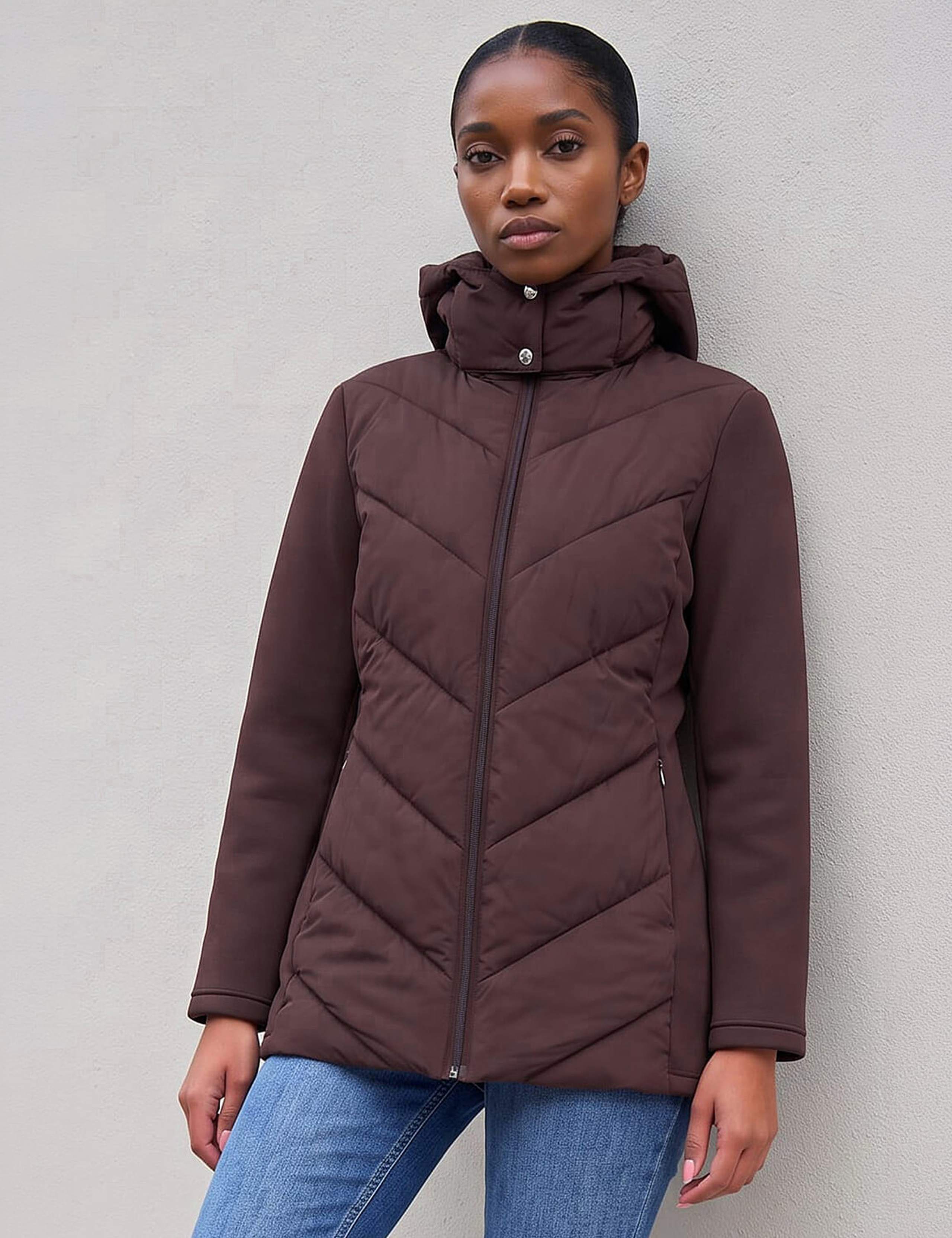 Petite Chevron Quilted Hooded Coat 3 of 4