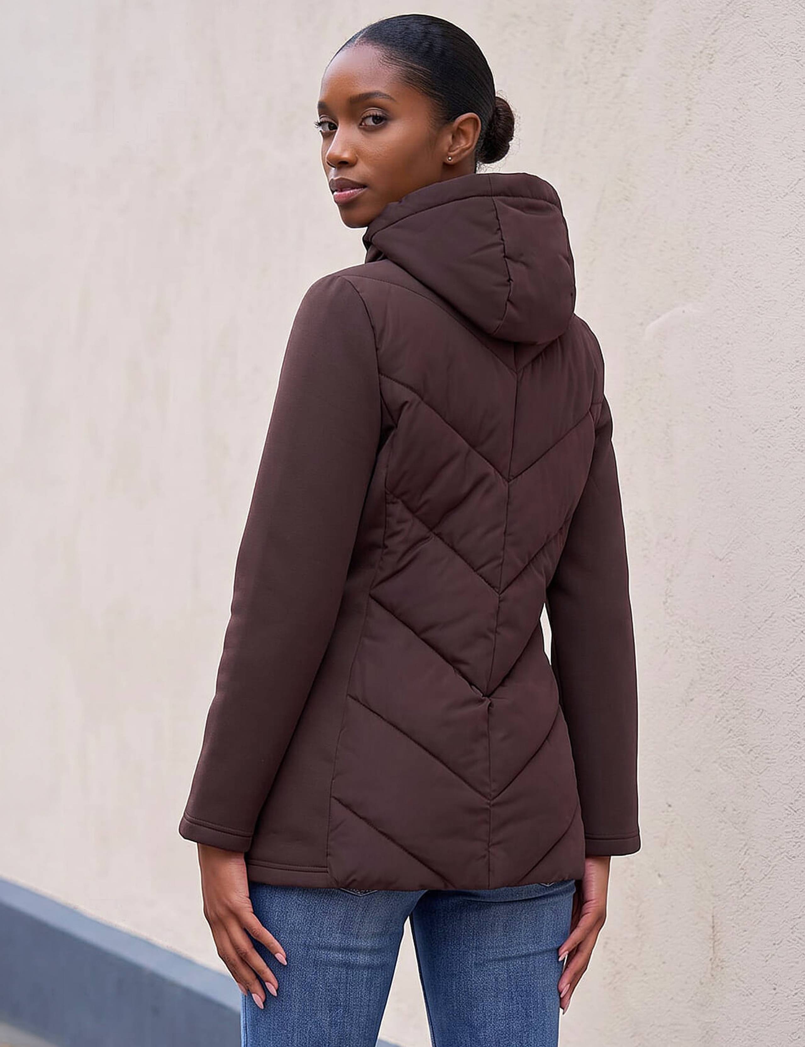 Petite Chevron Quilted Hooded Coat 4 of 4