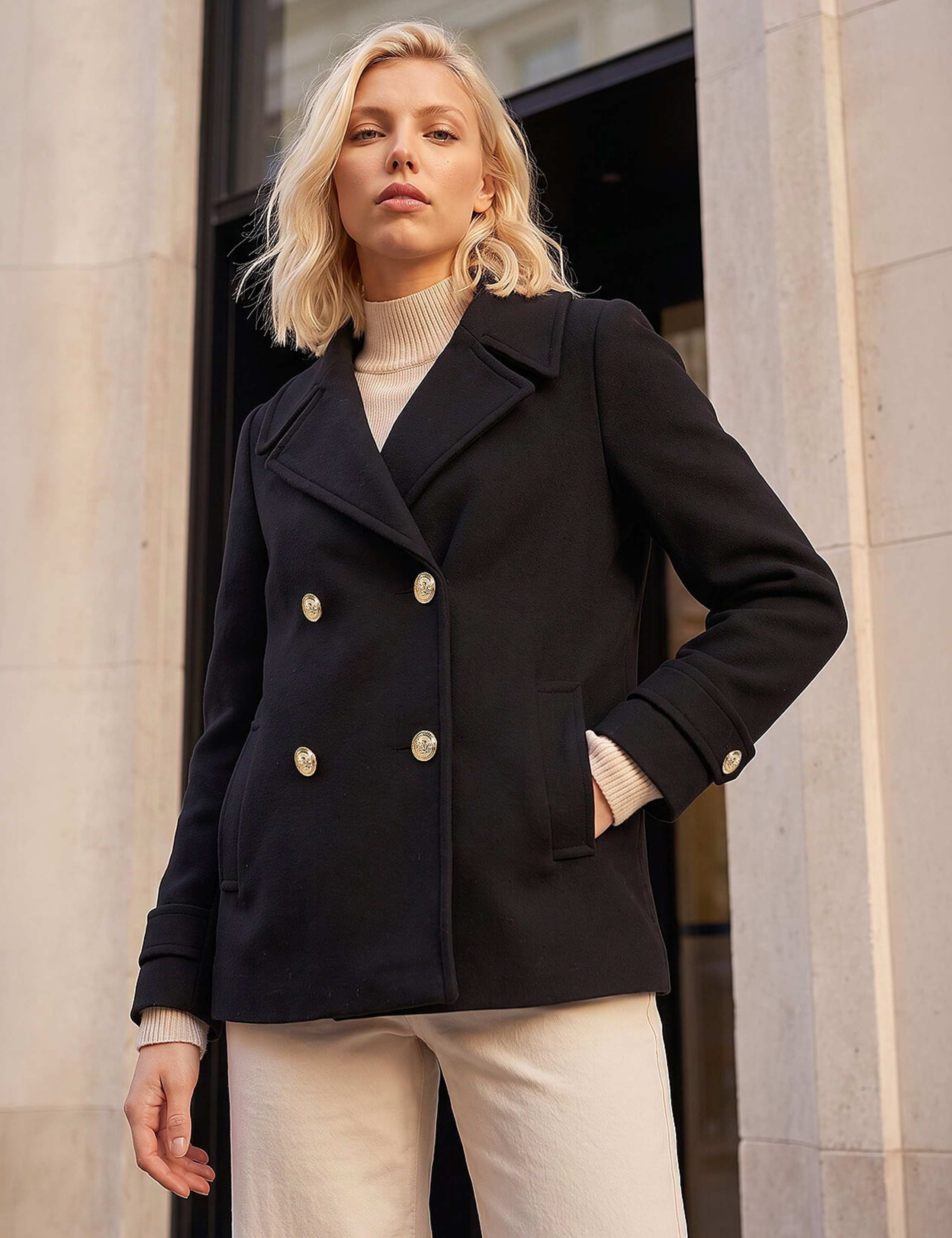 Petite Collared Double Breasted Coat 1 of 4