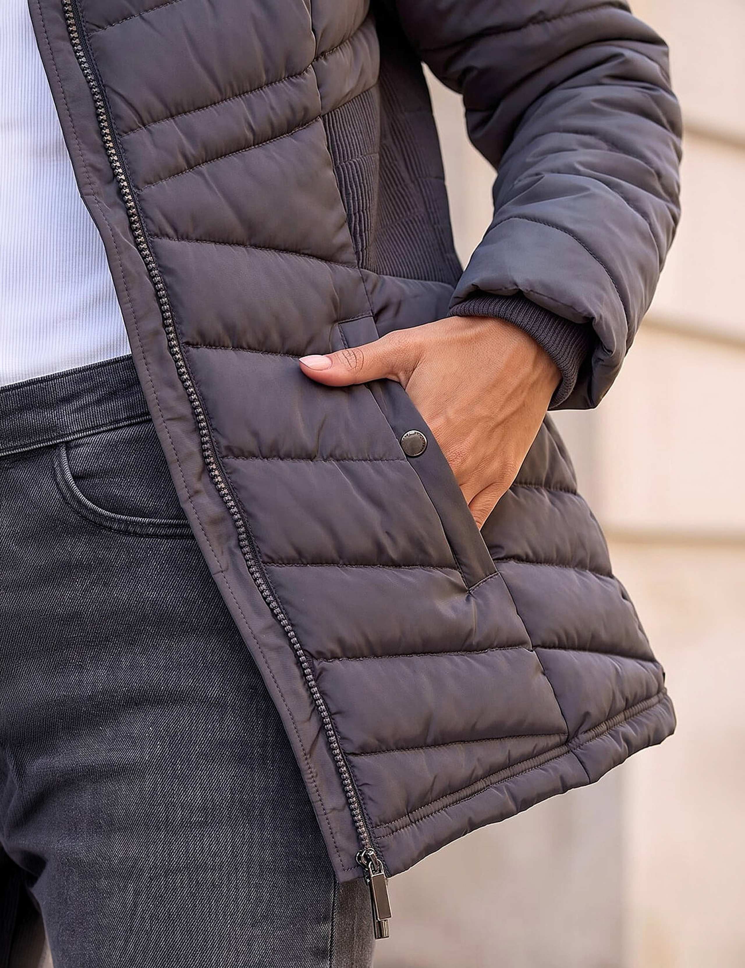 Faux Fur Quilted Hooded Coat 3 of 4