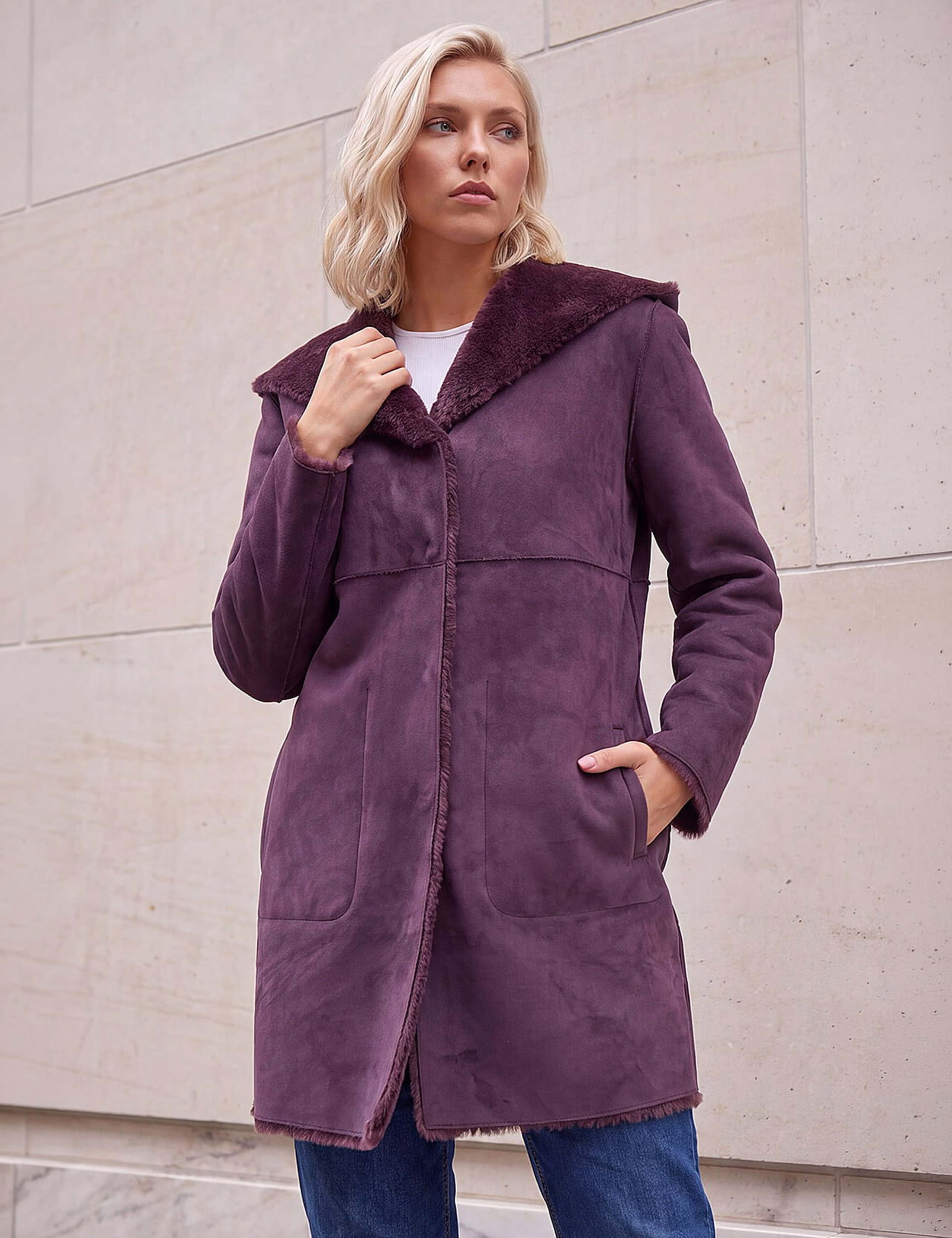 Petite Faux Shearling Reversible Hooded Coat 3 of 4
