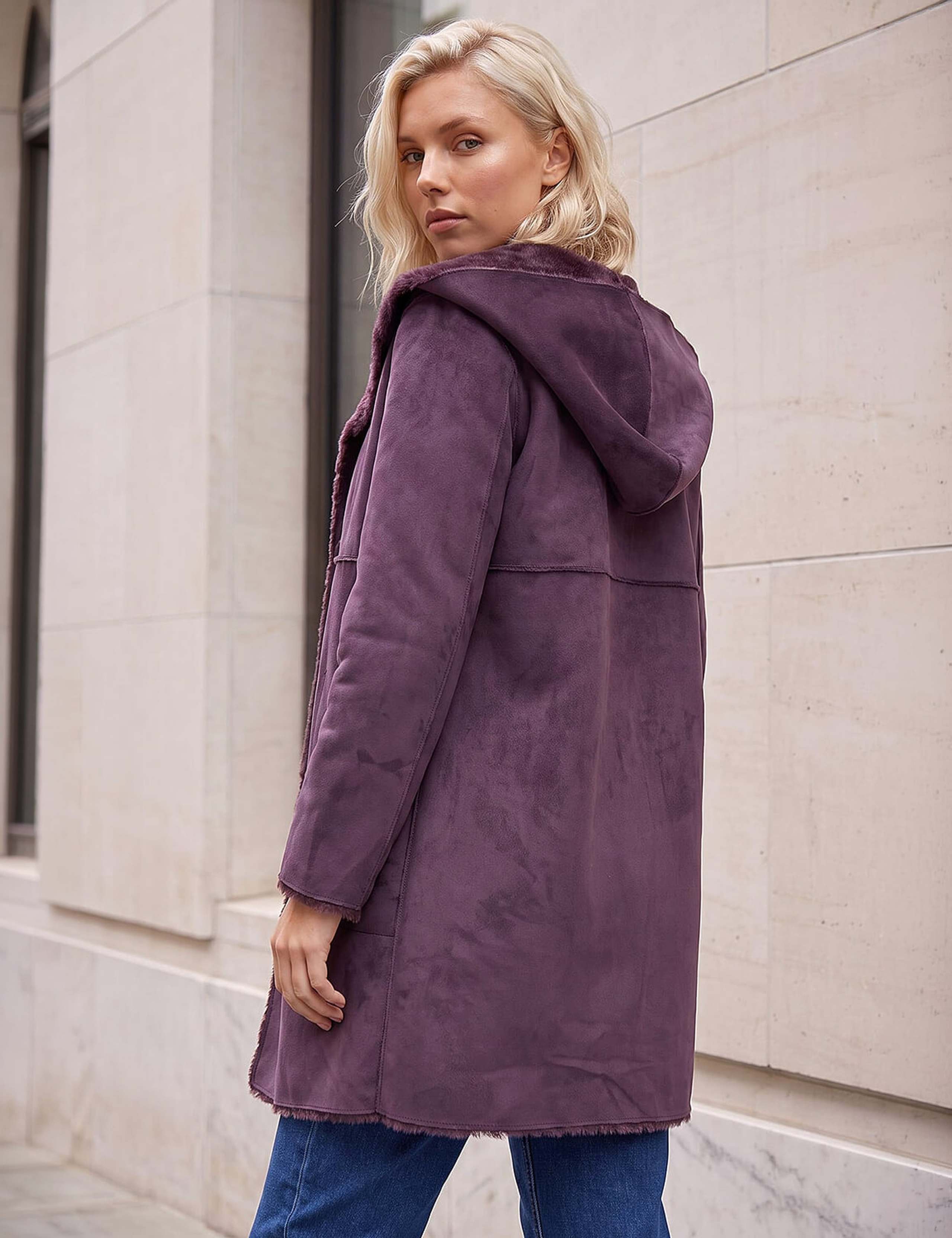 Petite Faux Shearling Reversible Hooded Coat 4 of 4