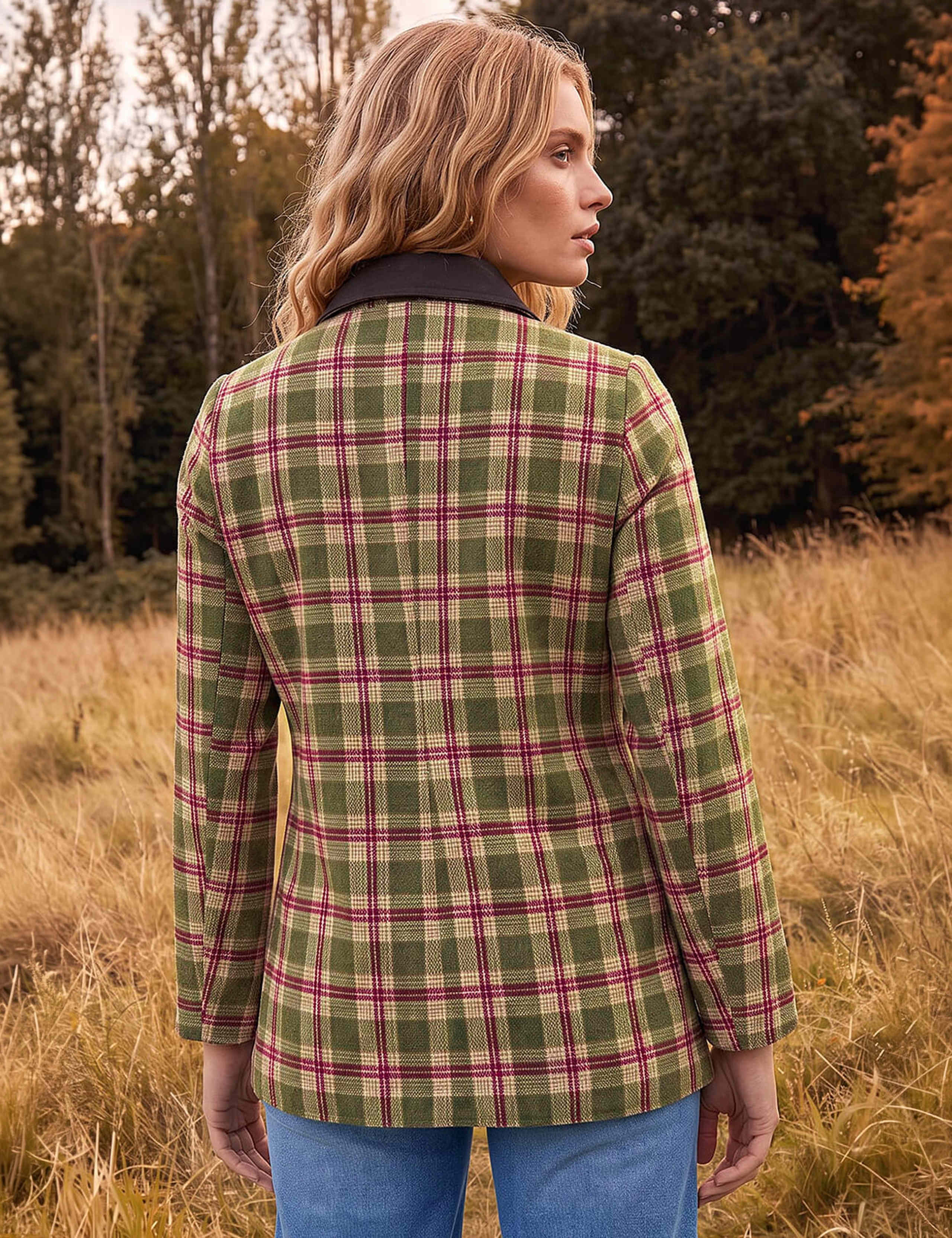Petite Checked Collared Car Coat 4 of 4
