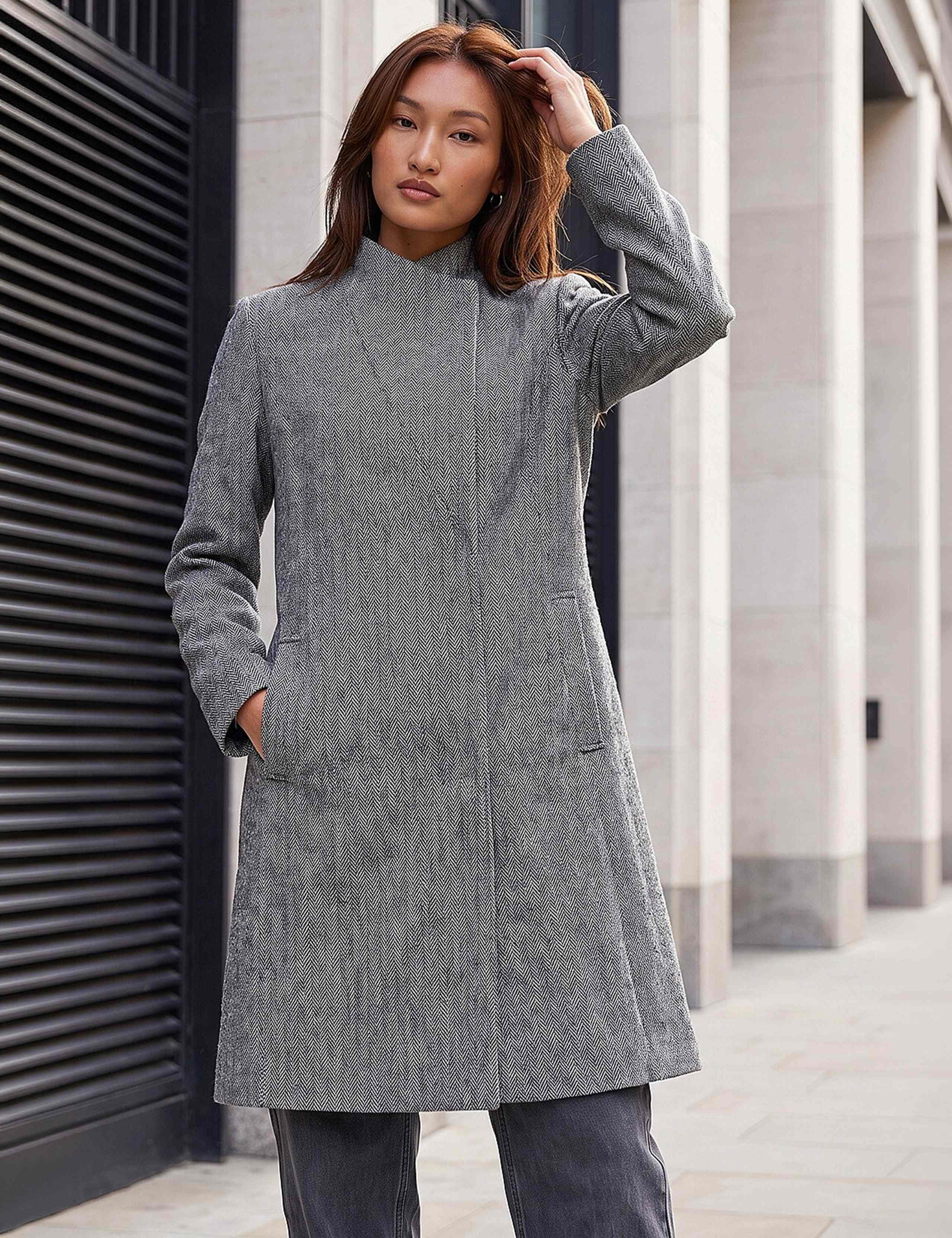 Tweed Funnel Neck Coat 2 of 4