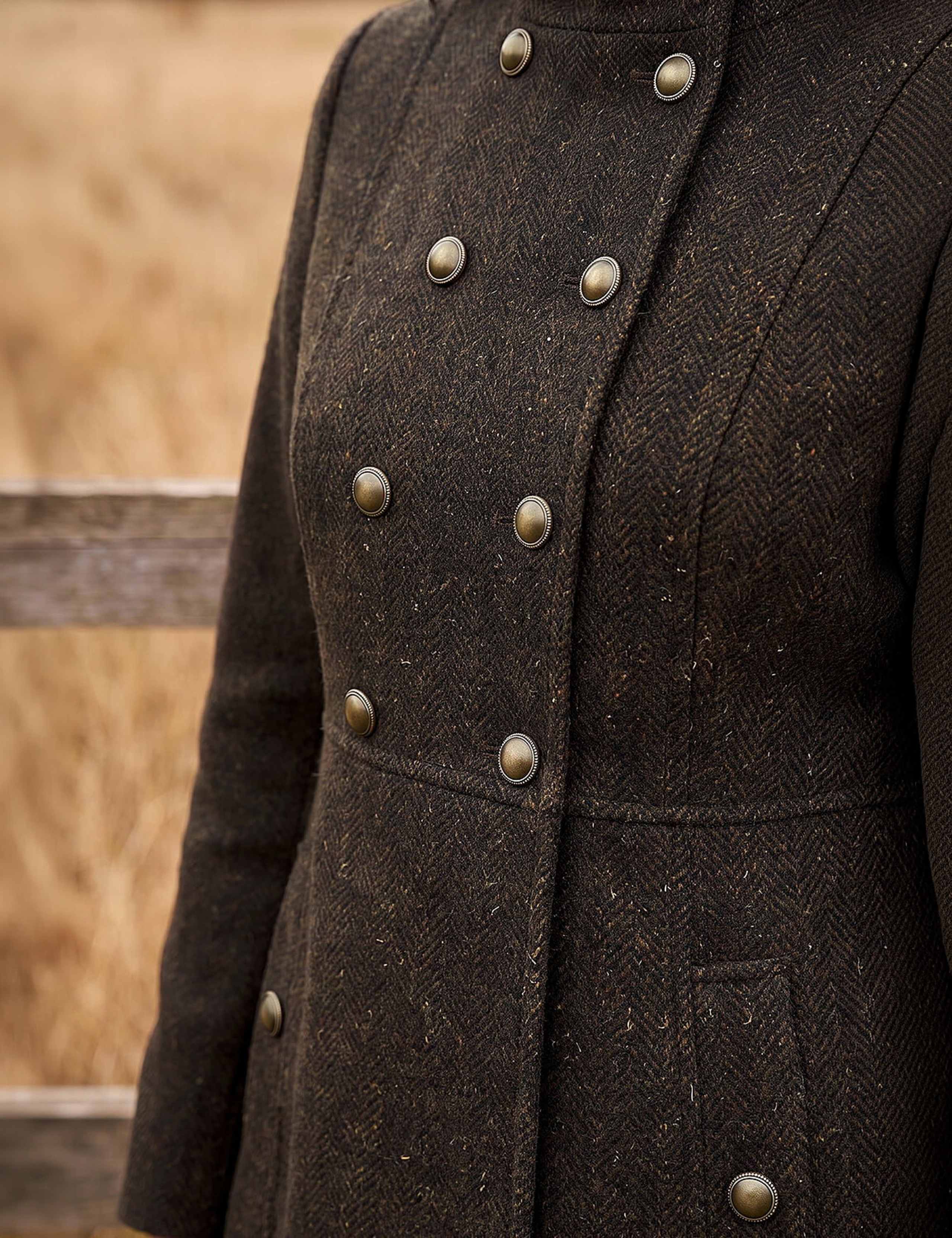 Petite Herringbone Funnel Neck Coat with Wool 3 of 4