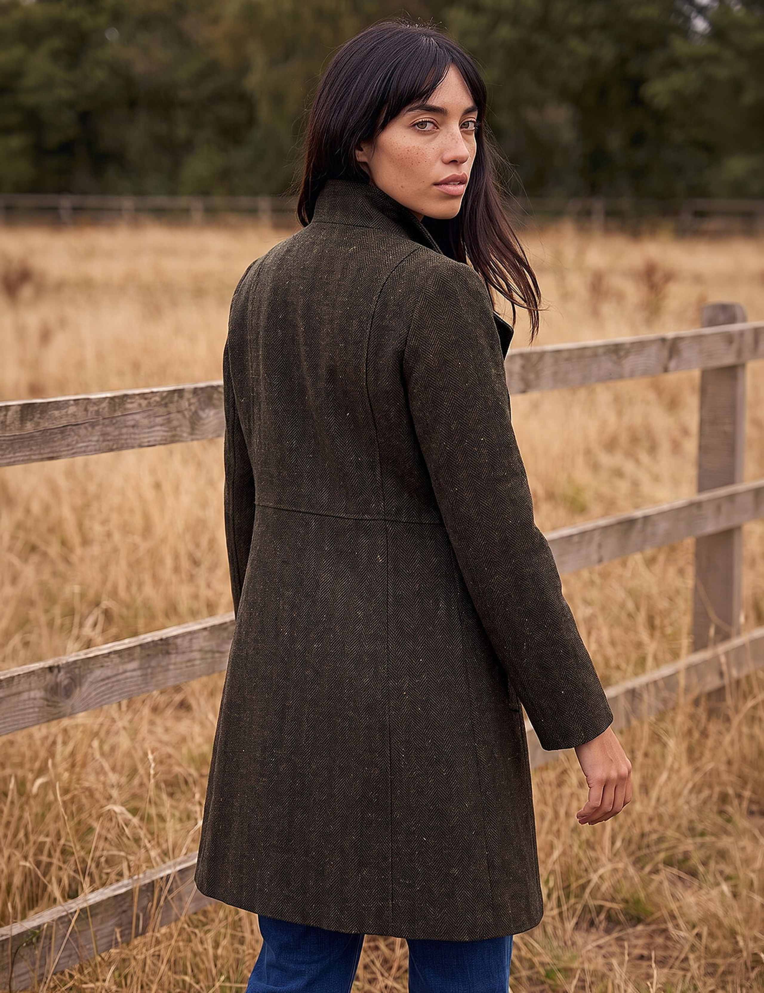 Petite Herringbone Funnel Neck Coat with Wool 4 of 4