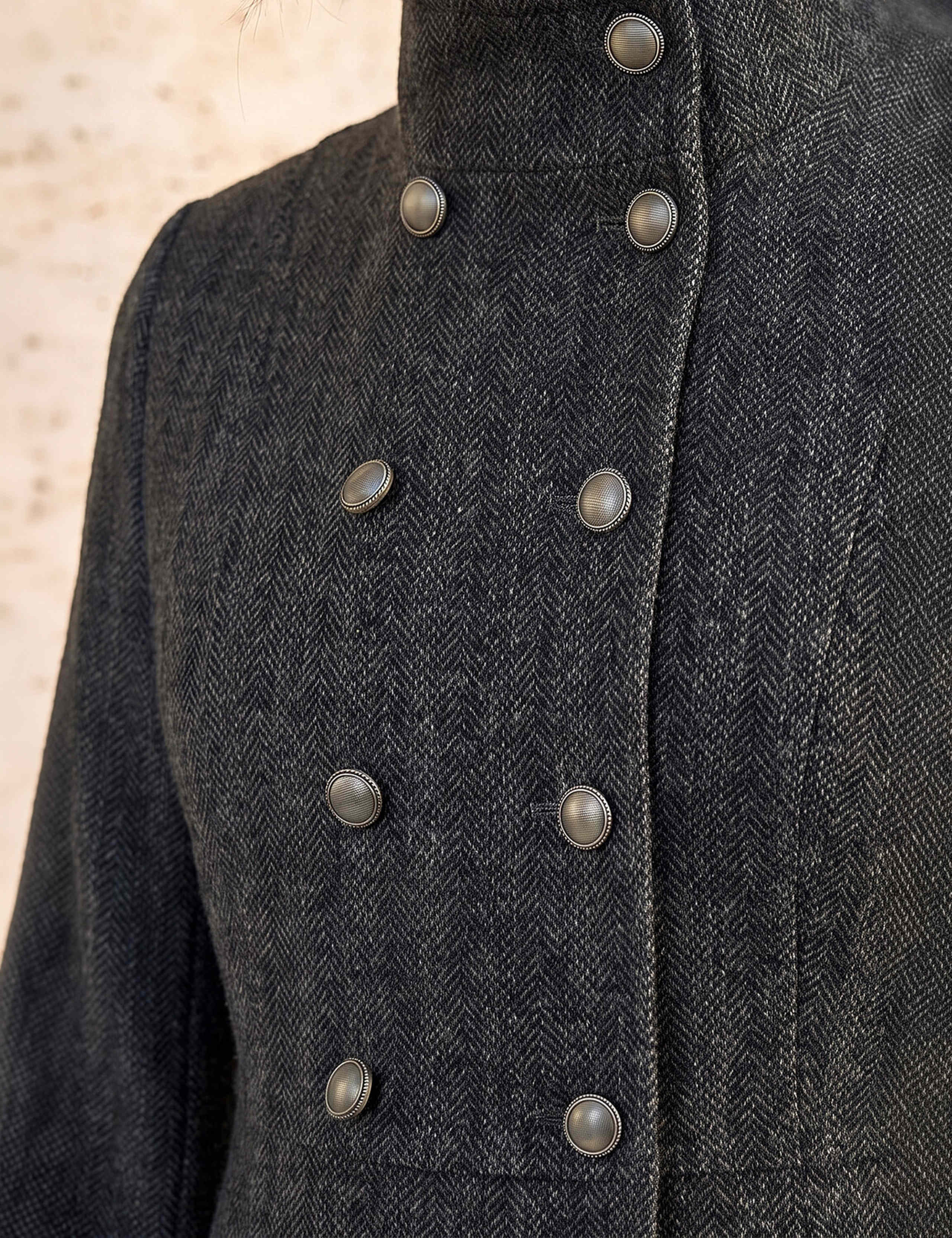 Petite Herringbone Funnel Neck Coat with Wool 3 of 4