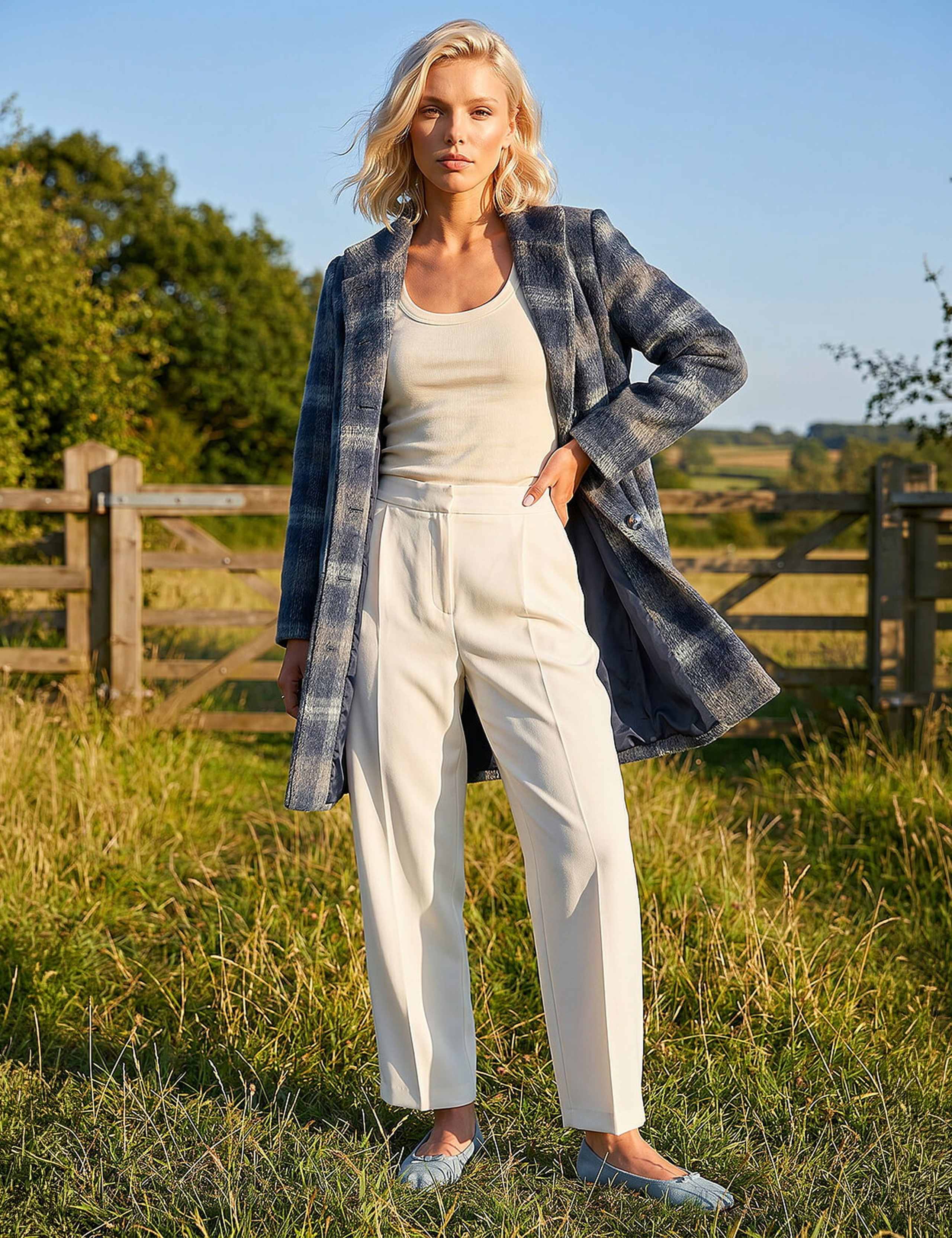 Petite Checked High Neck Coat 3 of 4