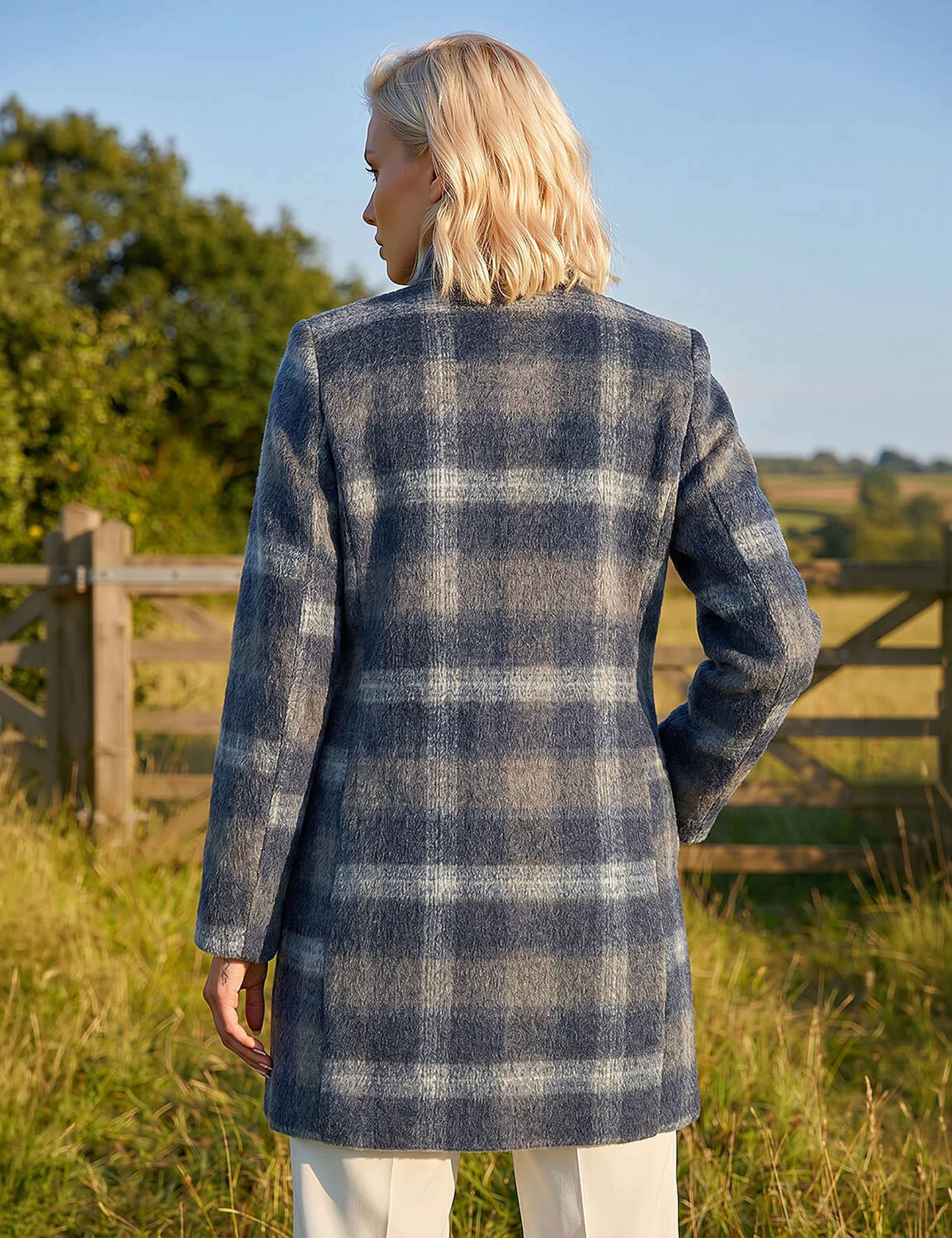 Petite Checked High Neck Coat 4 of 4
