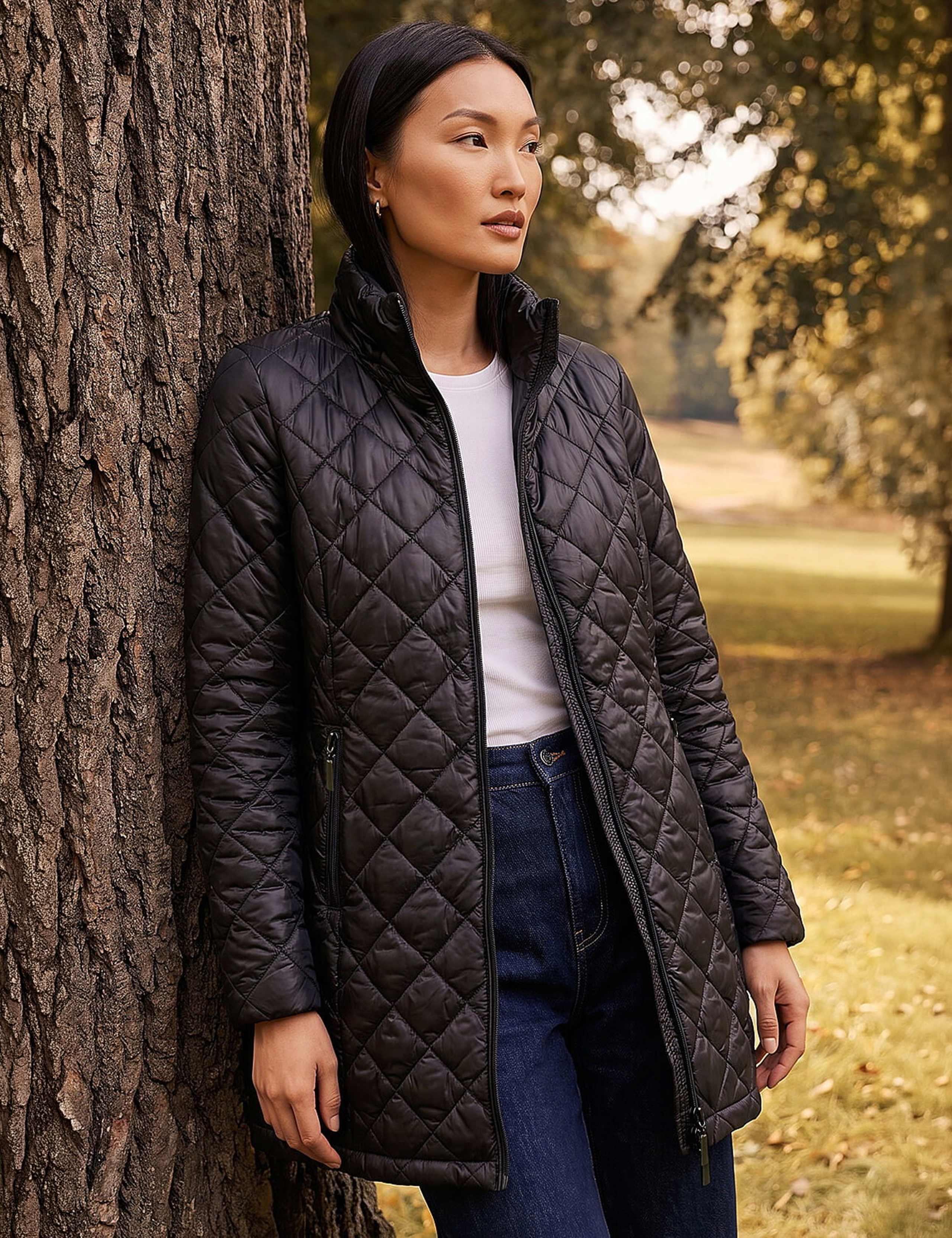 Two Tone Diamond Quilted Coat 1 of 4