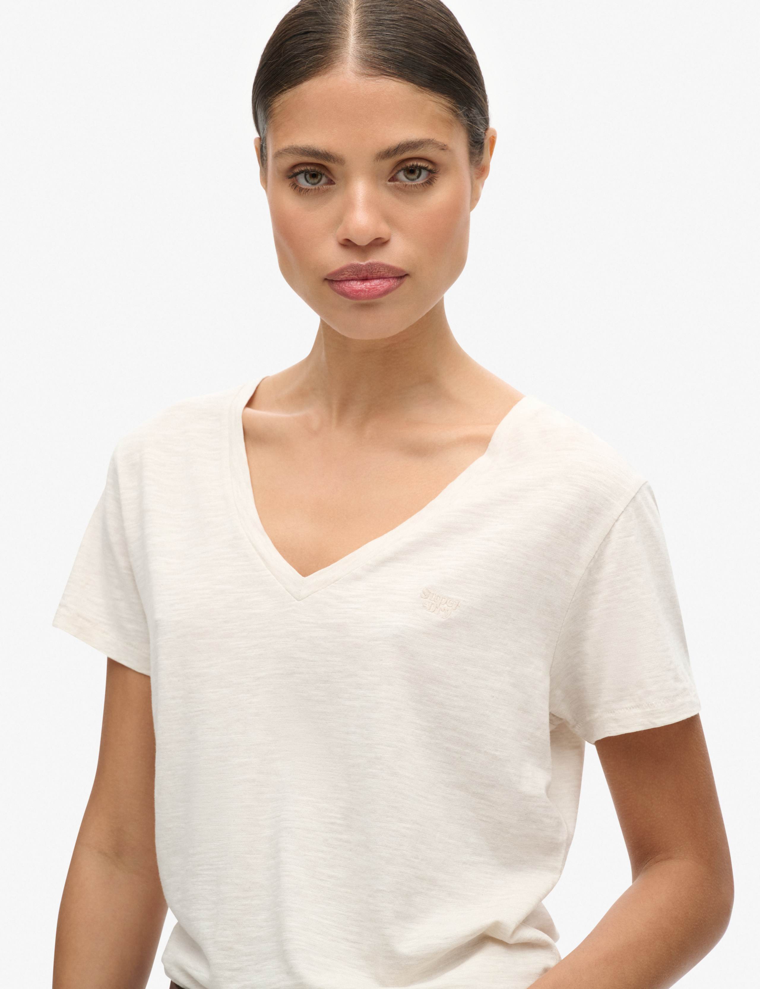 Cotton Rich Embroidered V-Neck T-Shirt 4 of 4