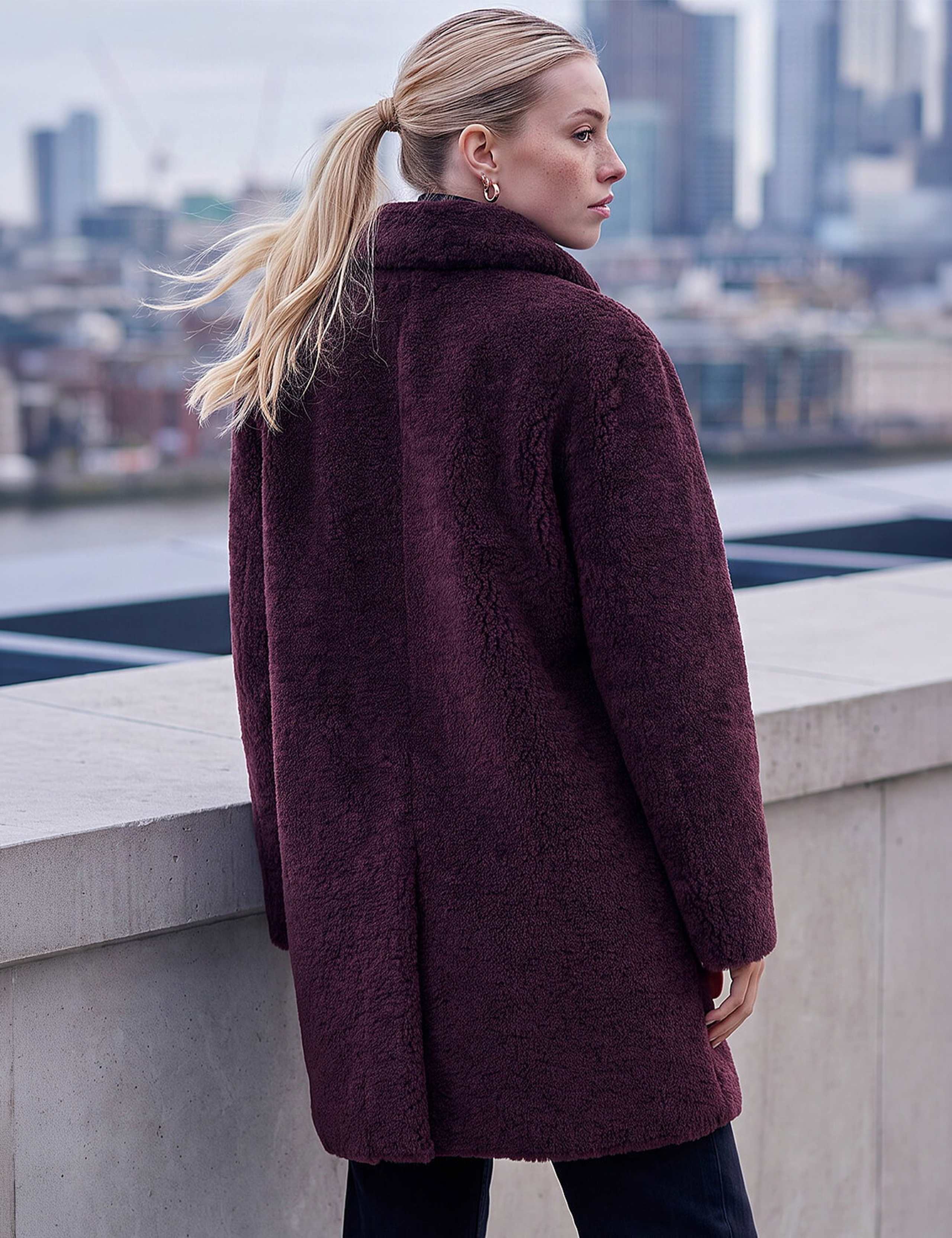 Petite Faux Shearling Single Breasted Coat 4 of 4