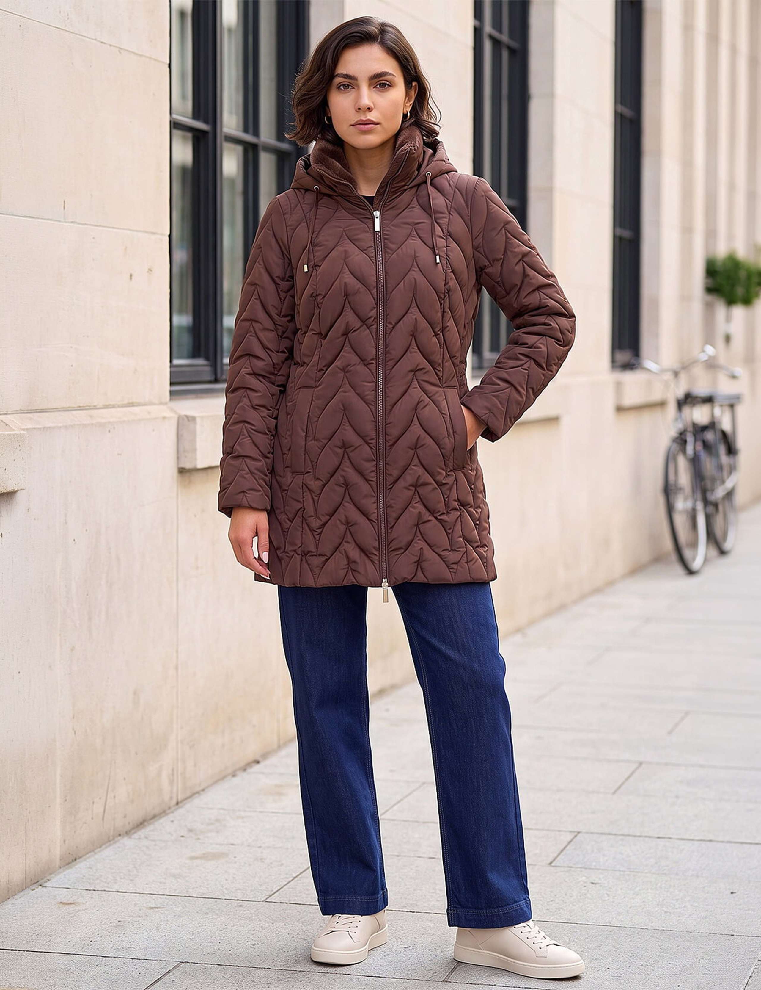 Zig Zag Padded Hooded Coat 2 of 4