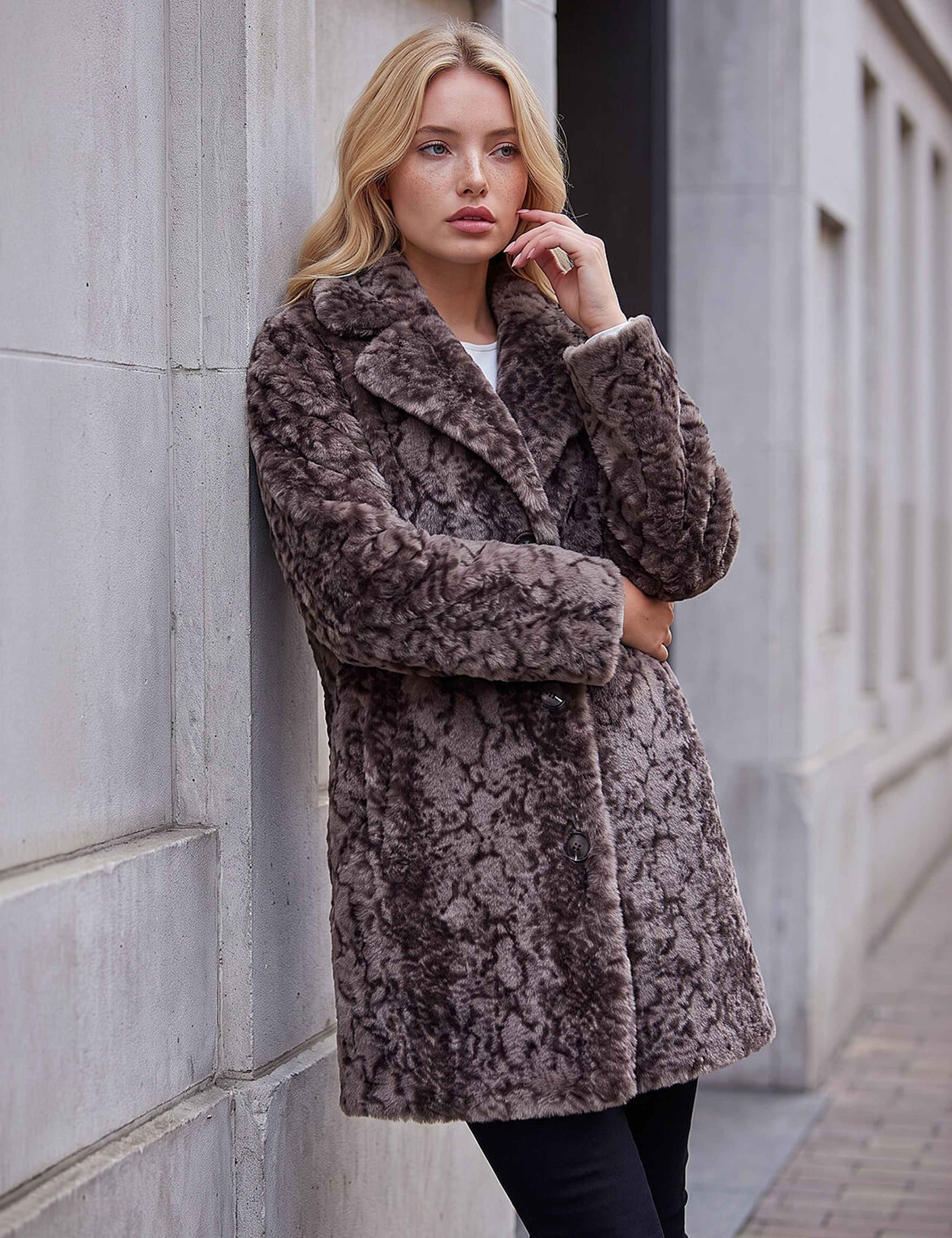 Petite Animal Print Faux Fur Coat 1 of 4