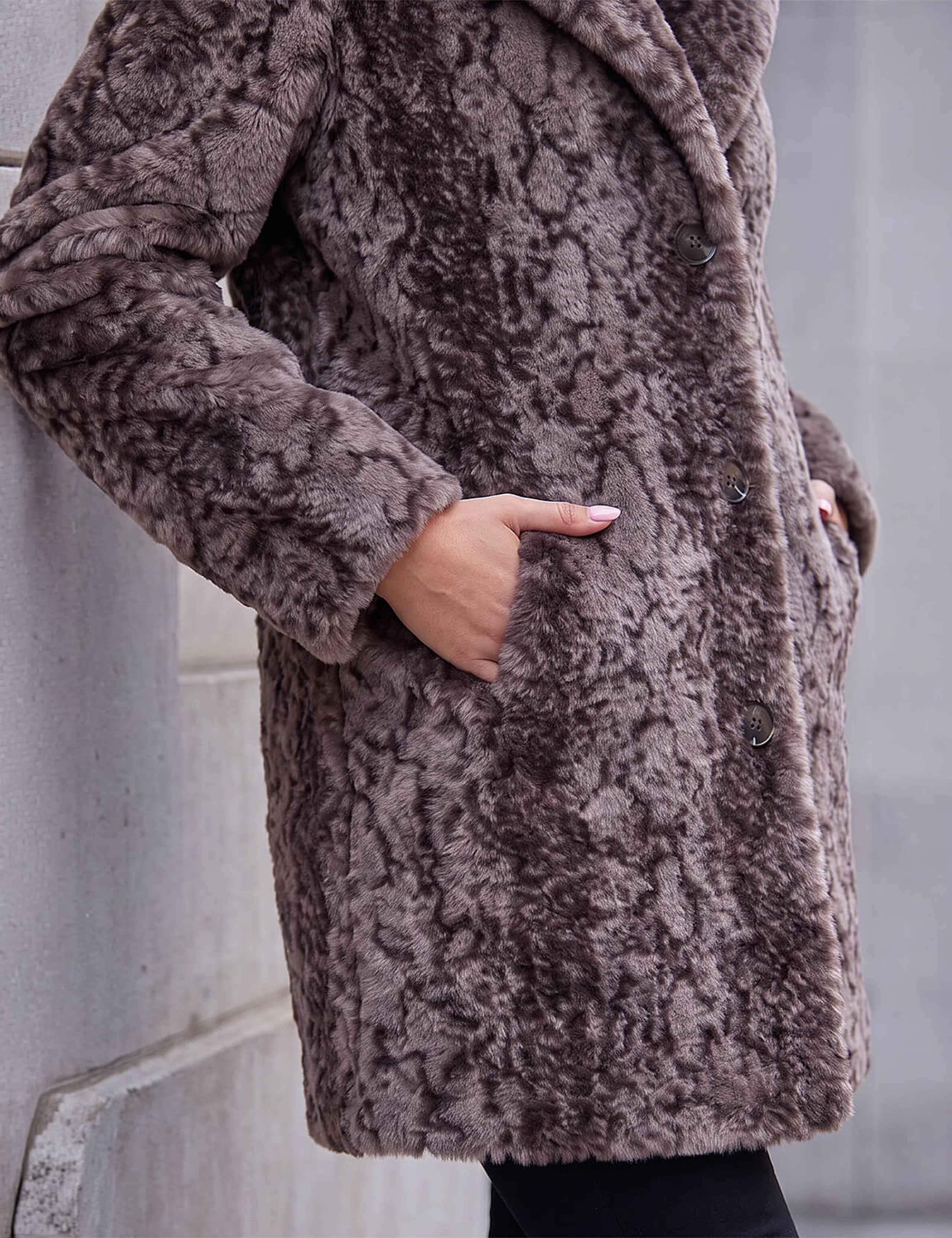 Petite Animal Print Faux Fur Coat 3 of 4