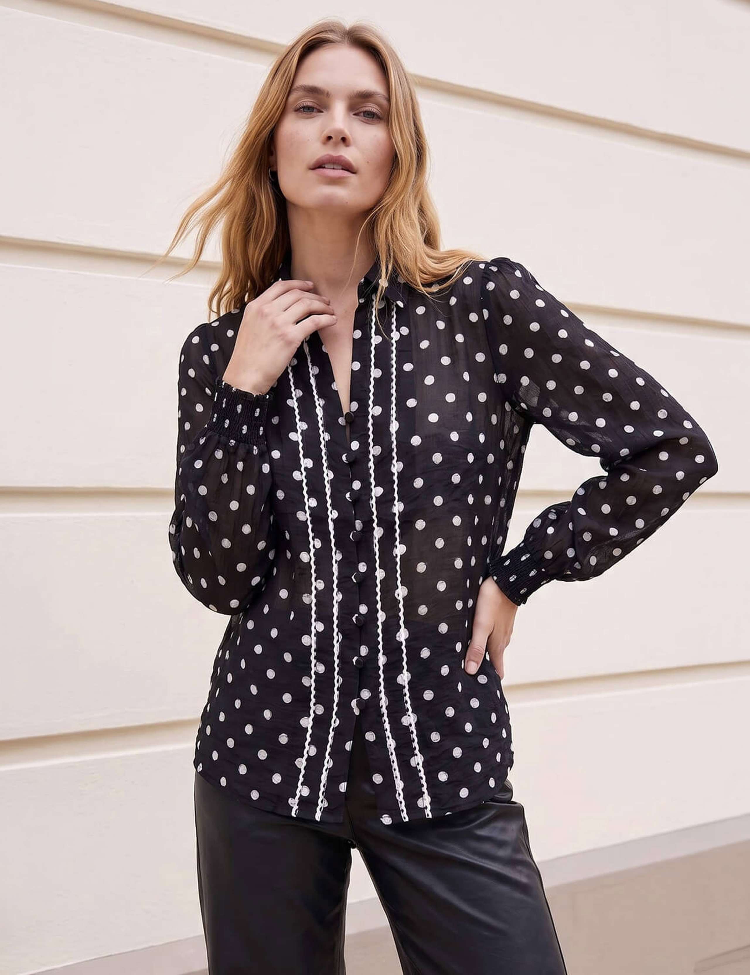 Spot Print Trim Shirt 2 of 4