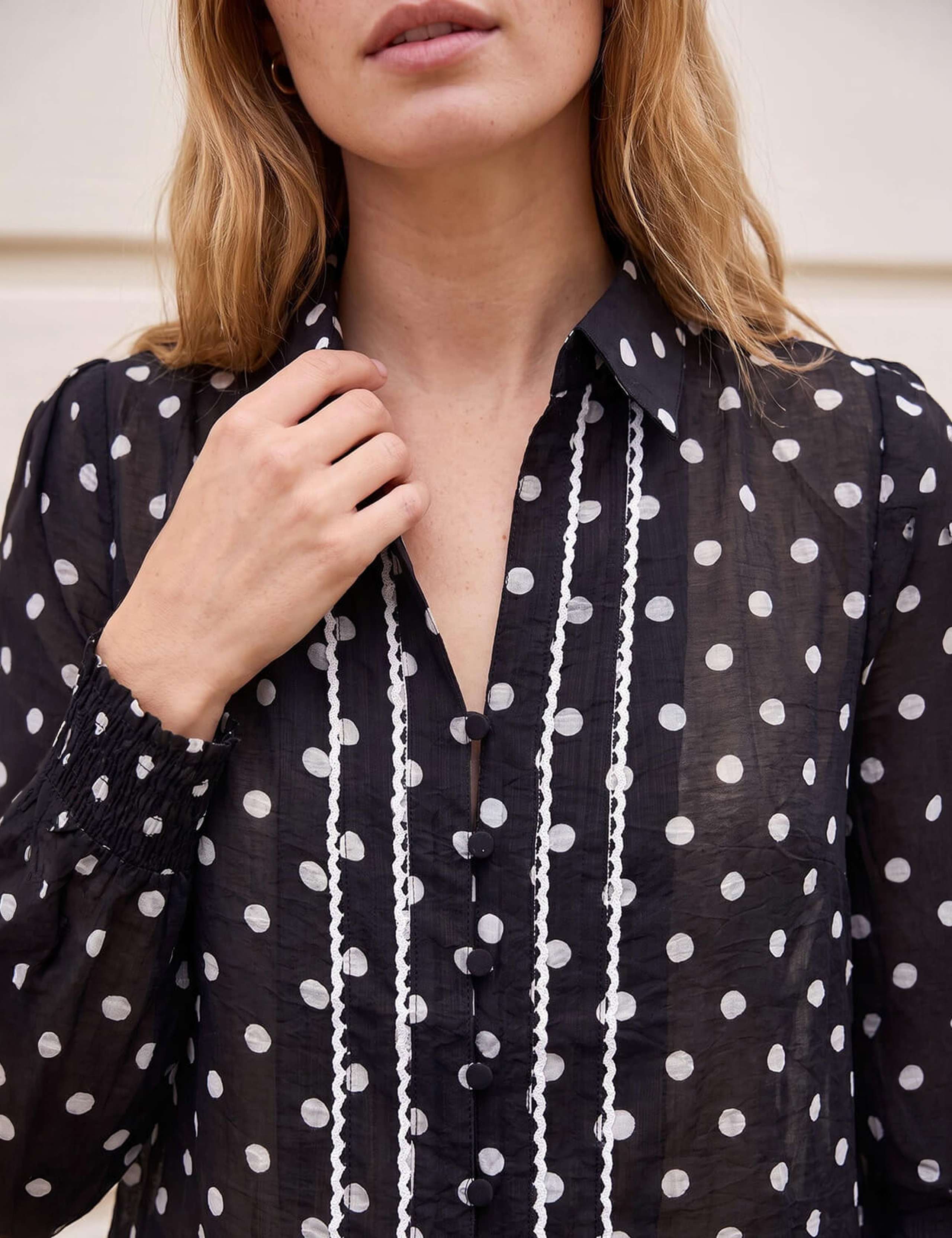 Spot Print Trim Shirt 3 of 4