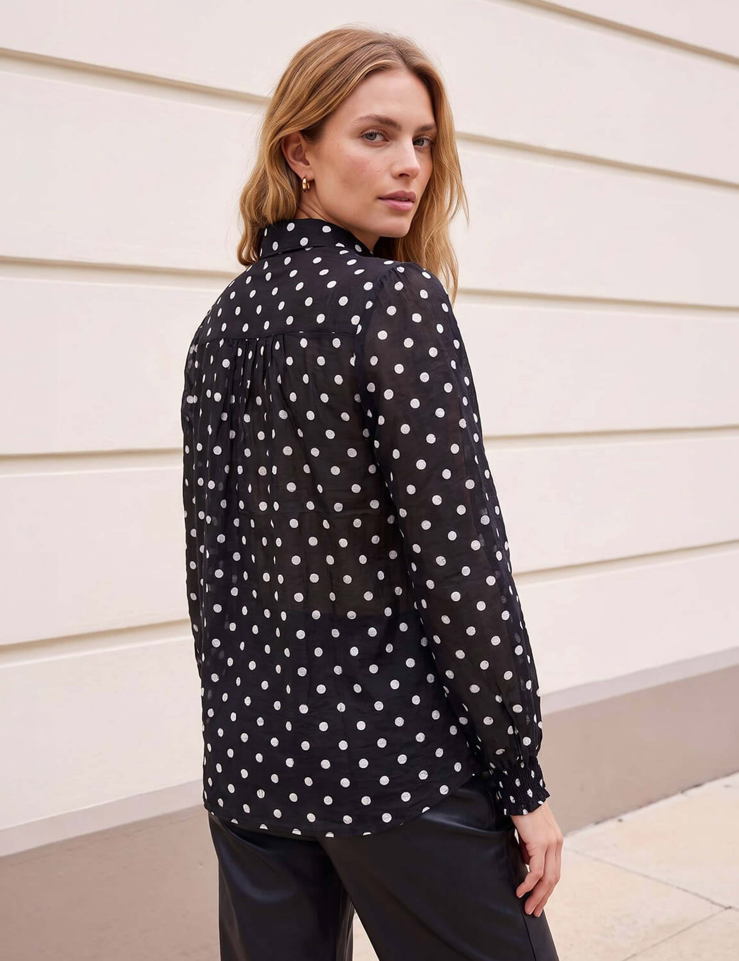 Spot Print Trim Shirt 4 of 4