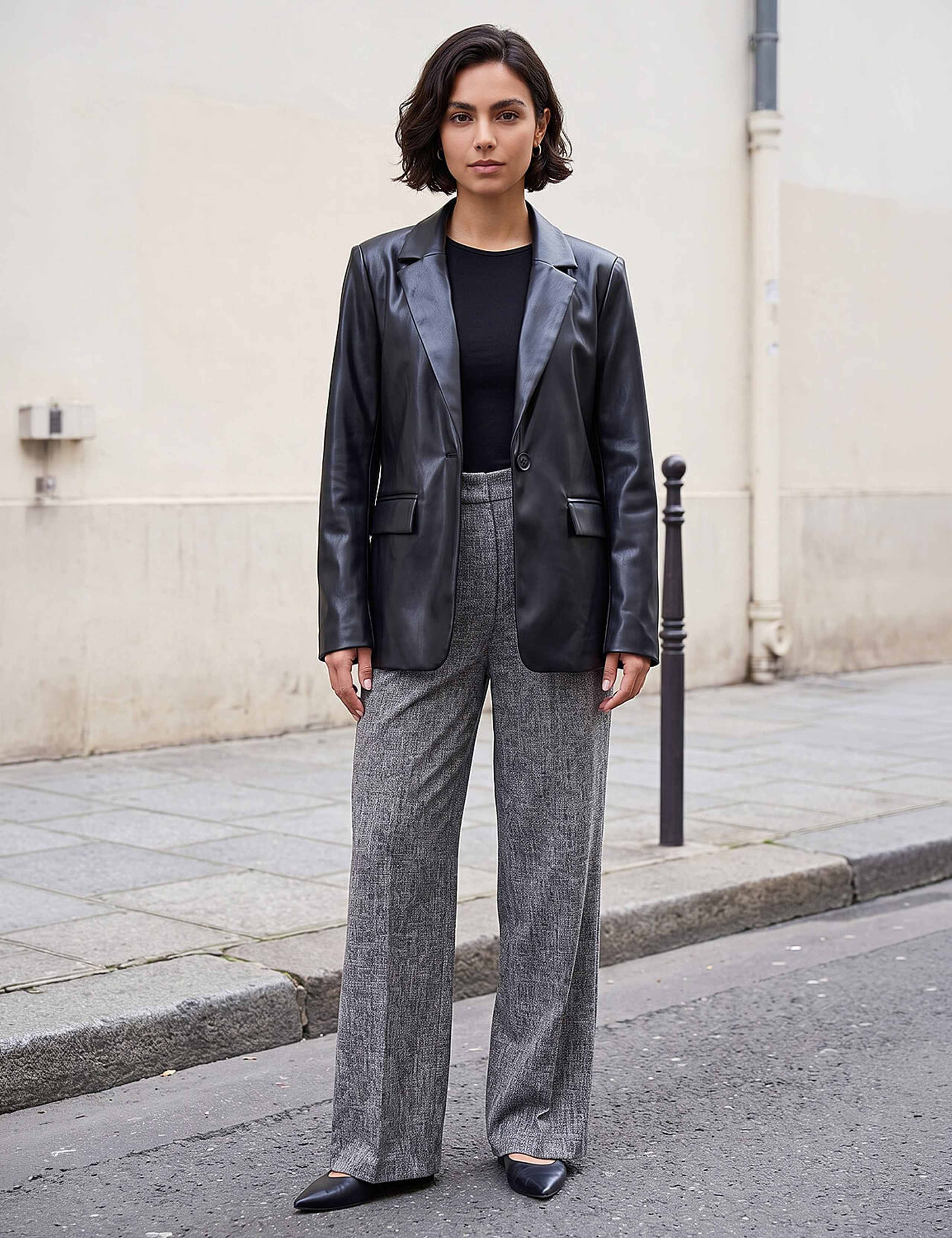 Faux Leather Oversized Cropped Blazer 2 of 4