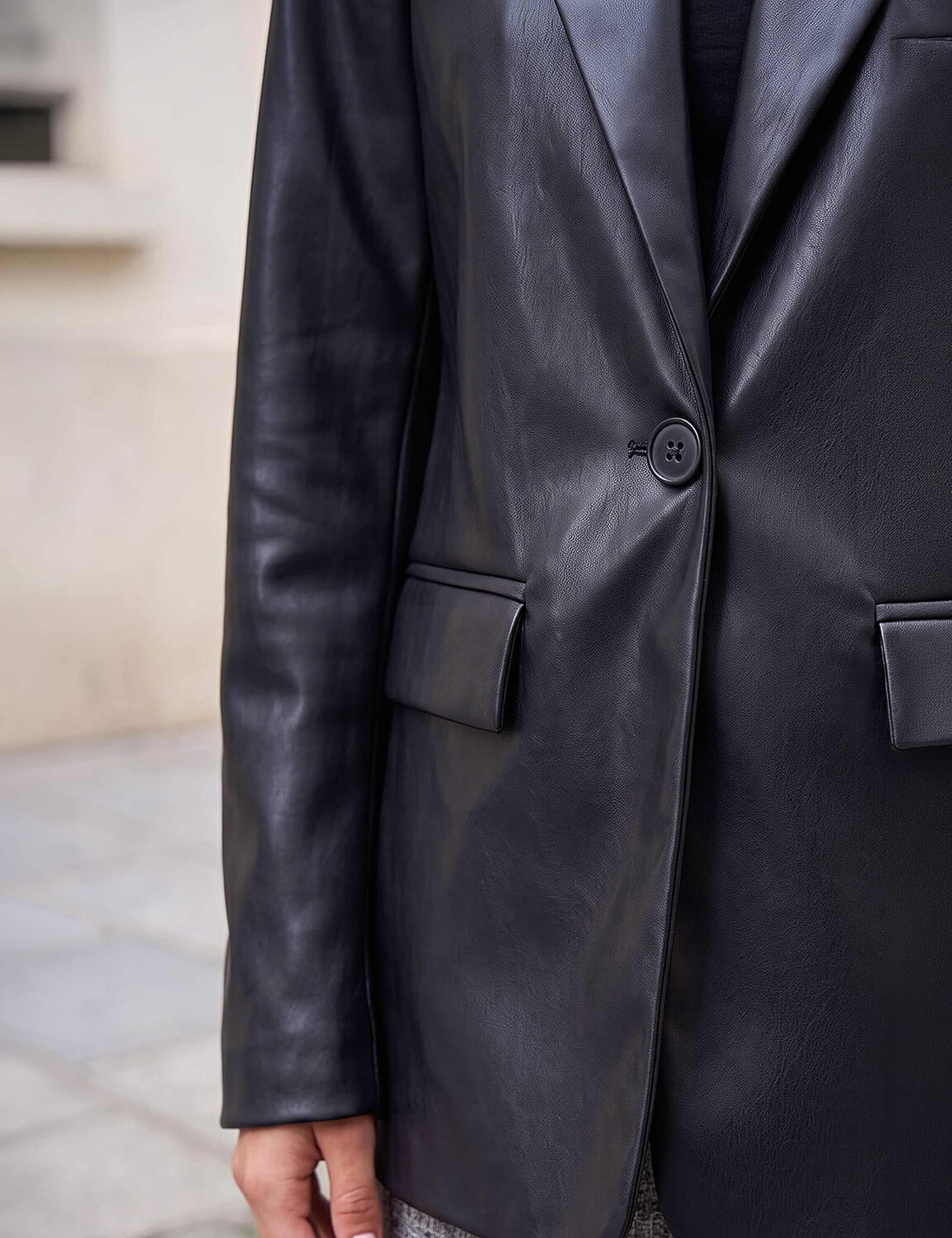 Faux Leather Oversized Cropped Blazer 4 of 4