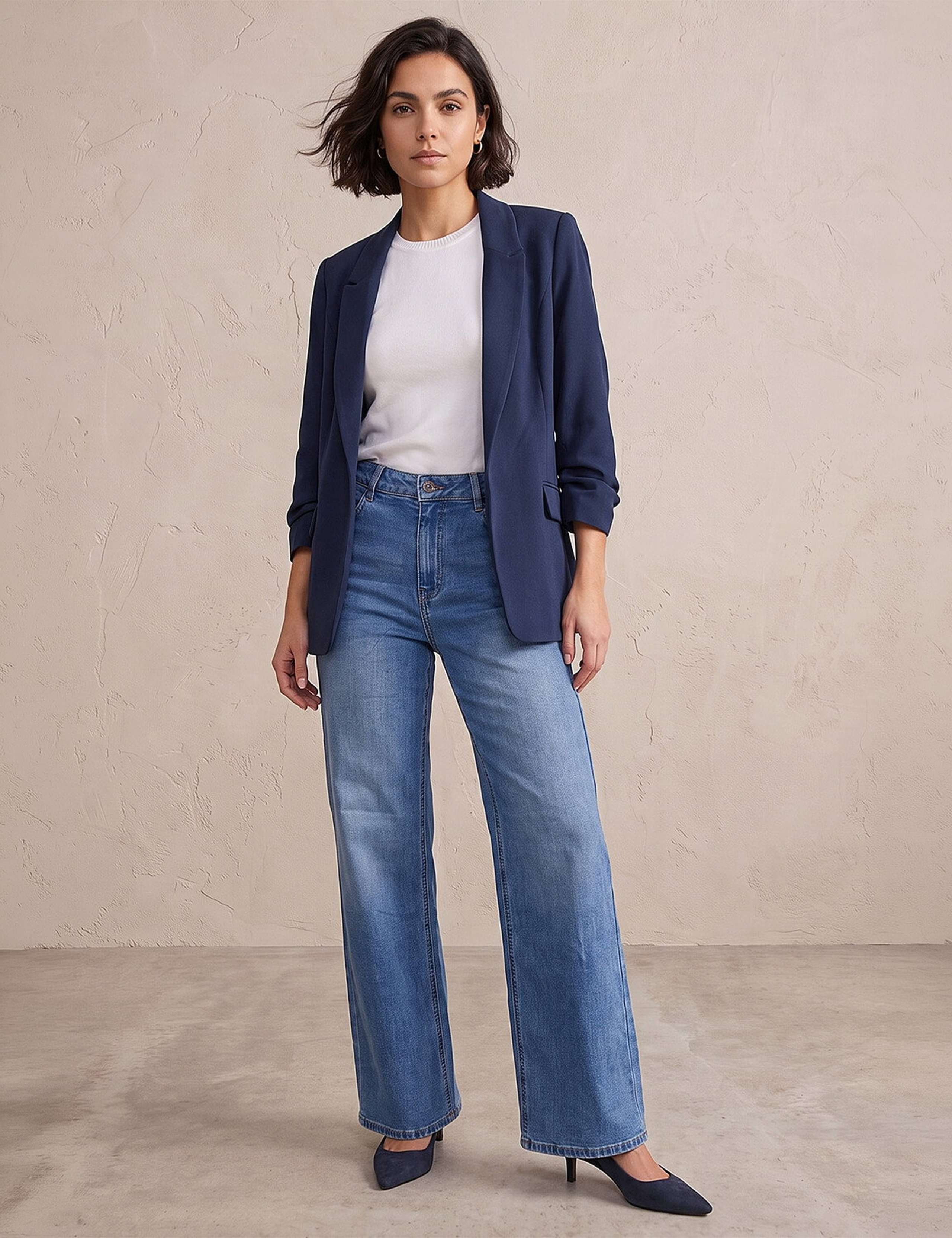 Ruched Sleeve Oversized Cropped Blazer Jacket 3 of 4