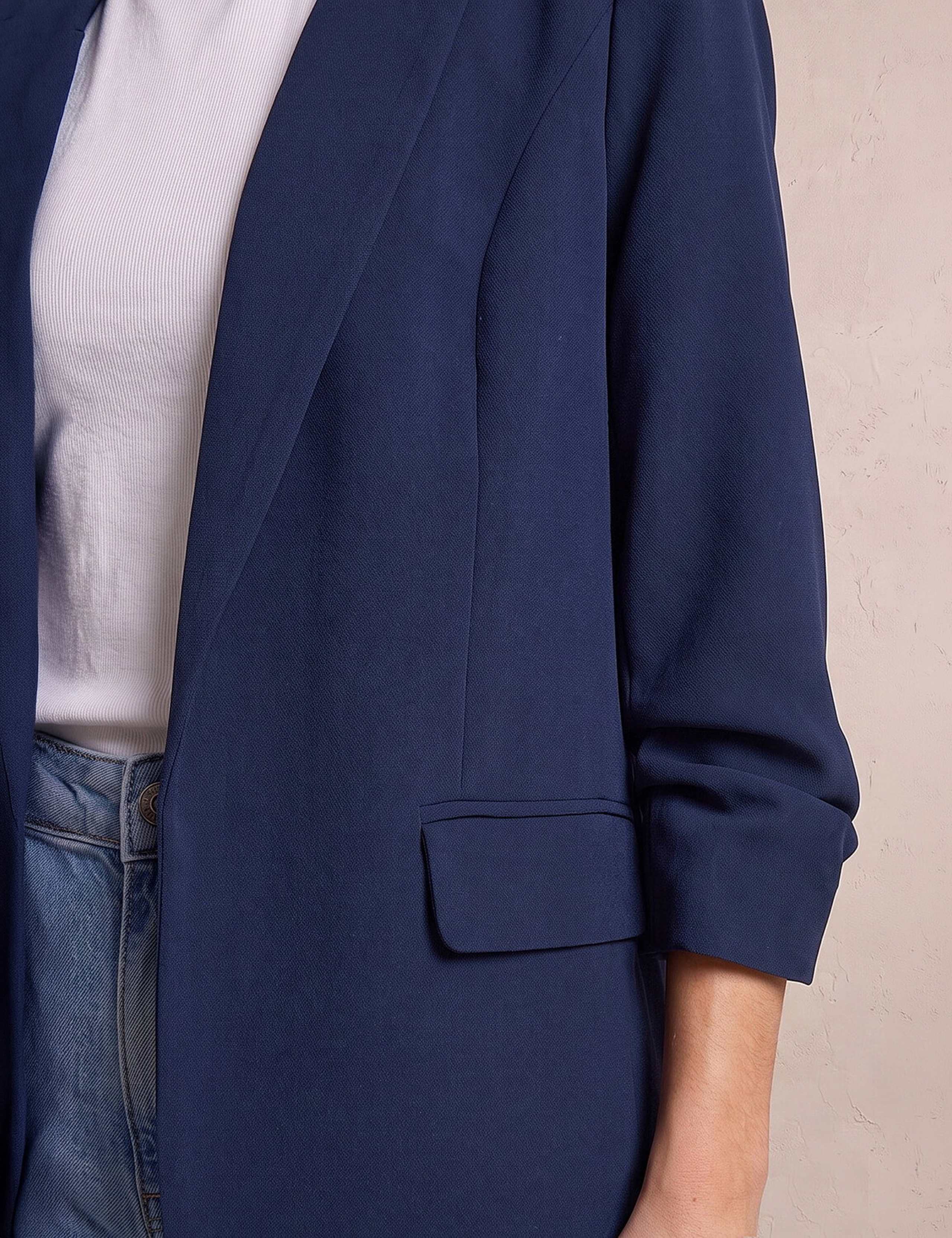 Ruched Sleeve Oversized Cropped Blazer Jacket 4 of 4