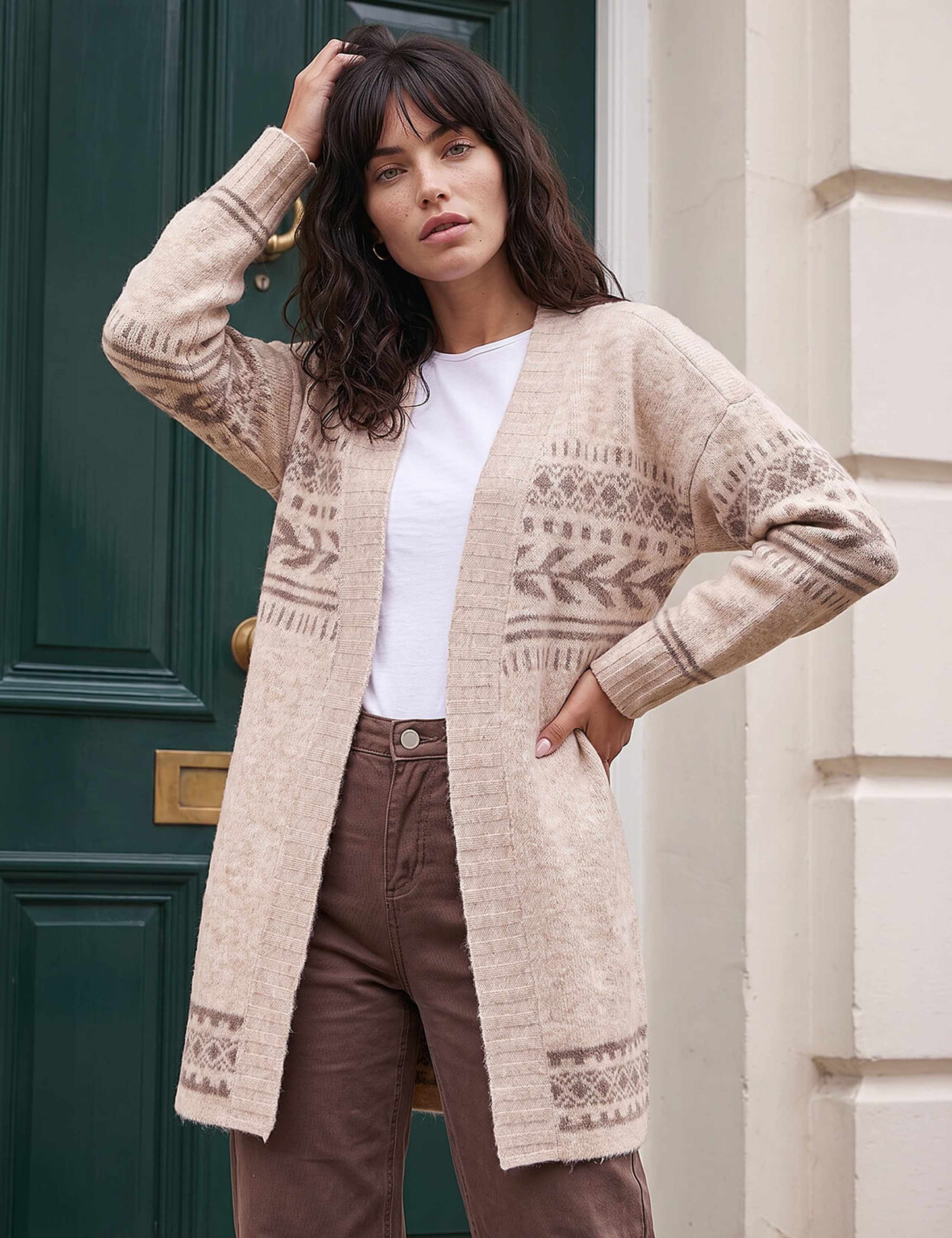 Patterned Belted Cardigan 1 of 4