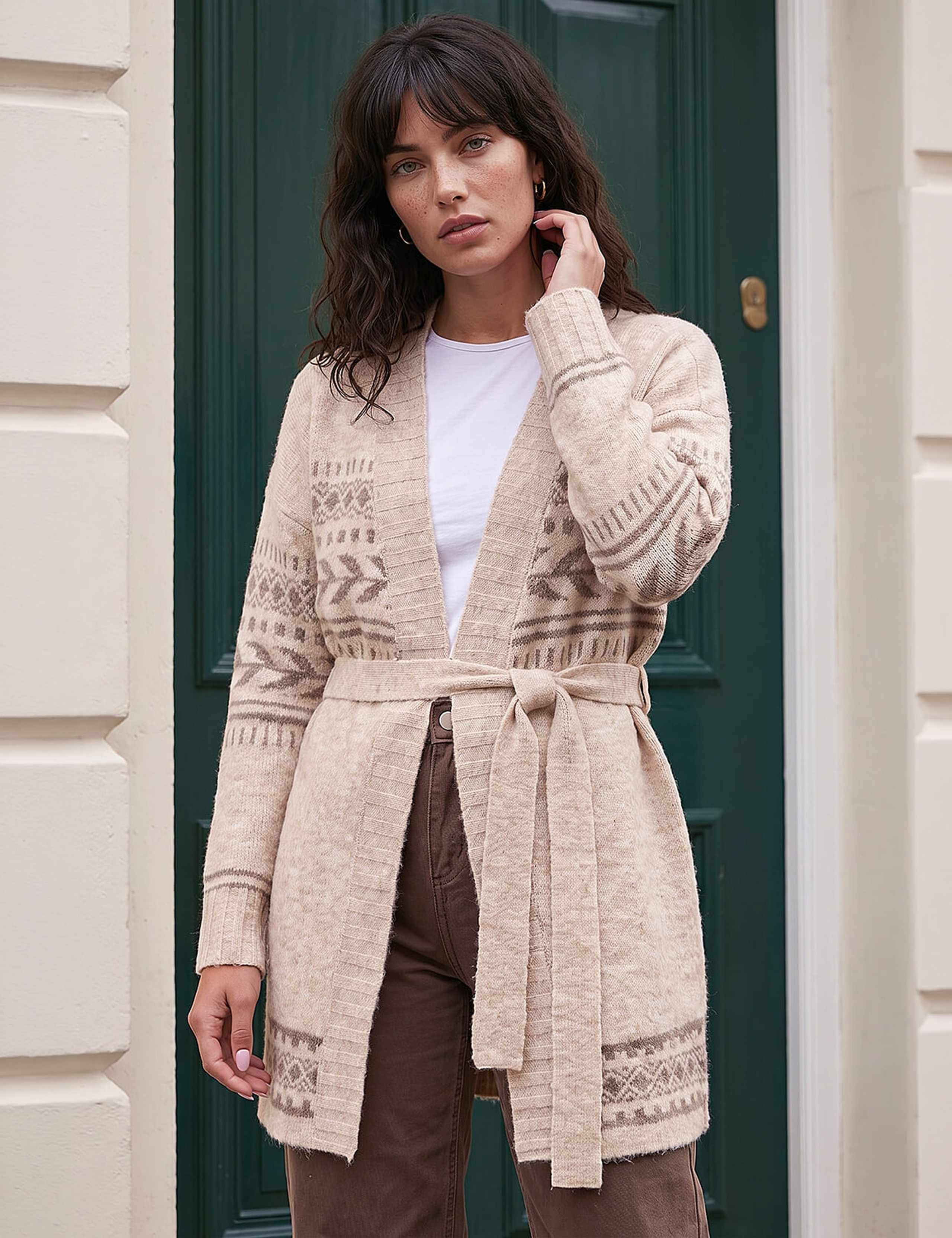 Patterned Belted Cardigan 2 of 4