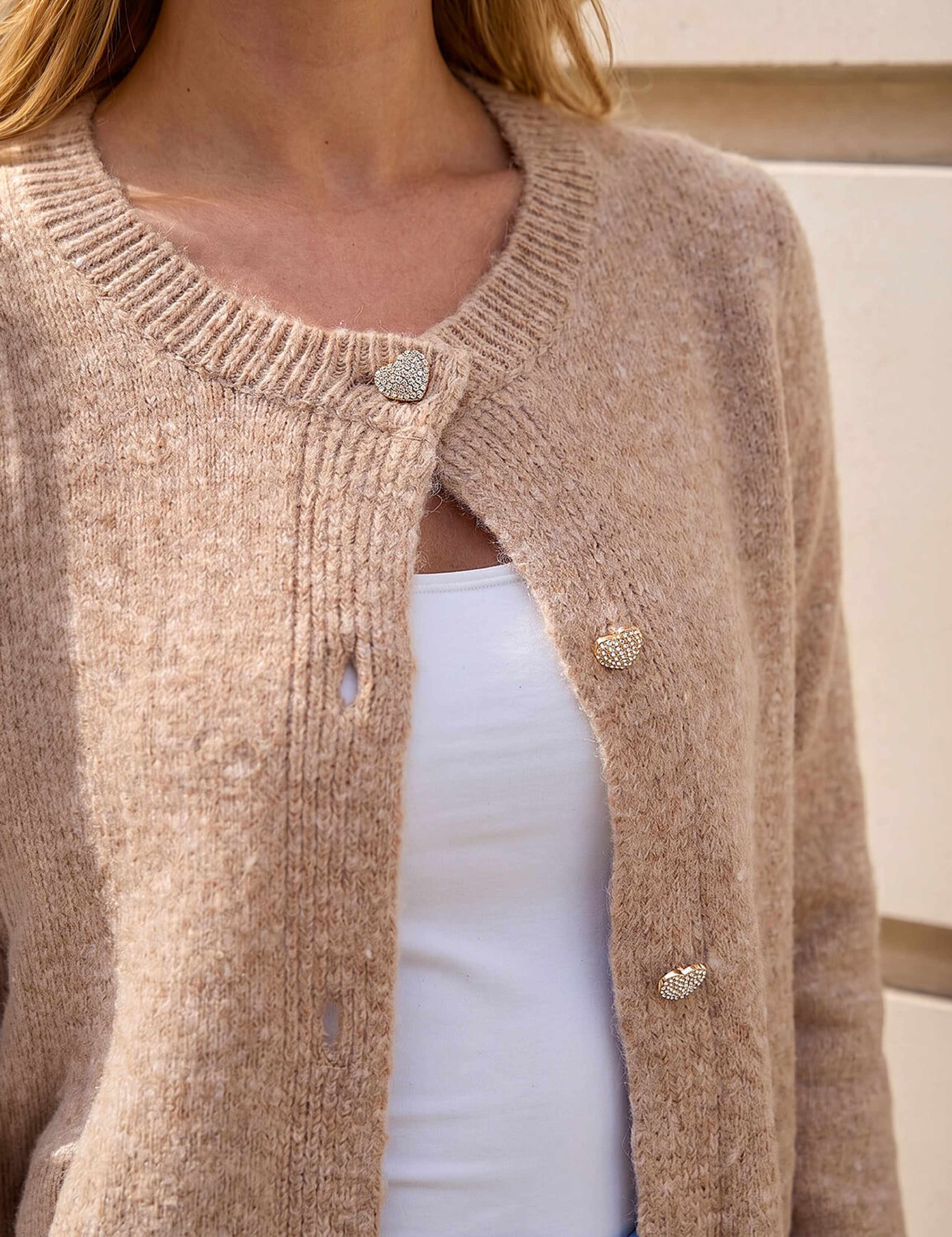 Sparkly Heart Button Front Cardigan 4 of 4