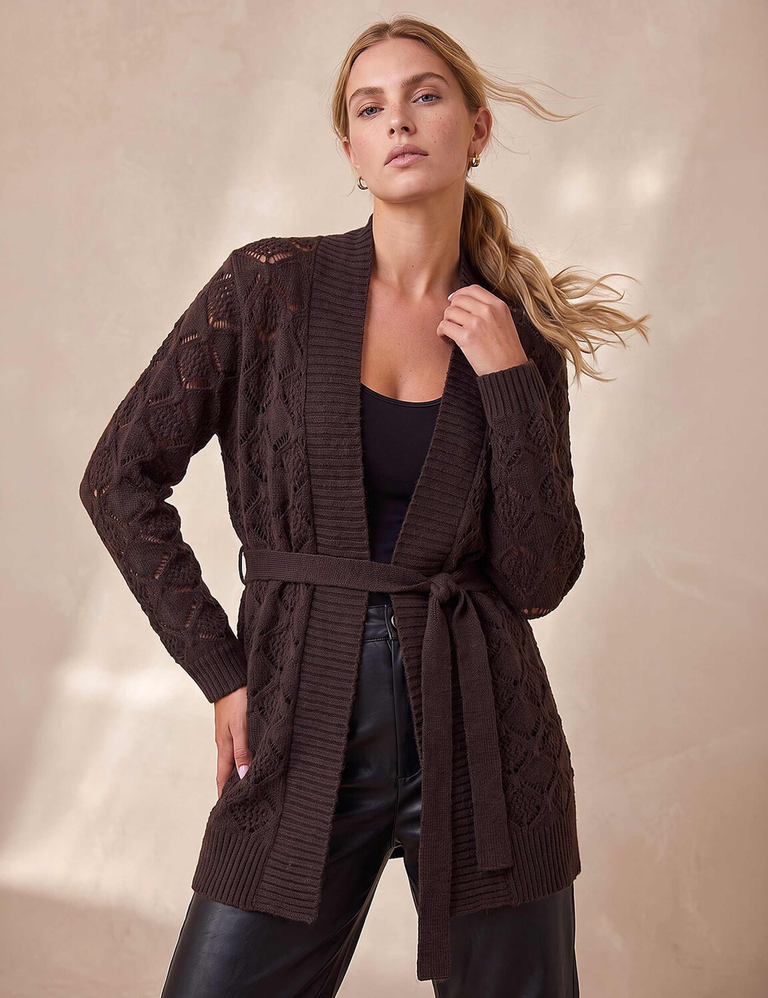 Pointelle Belted Cardigan 2 of 4