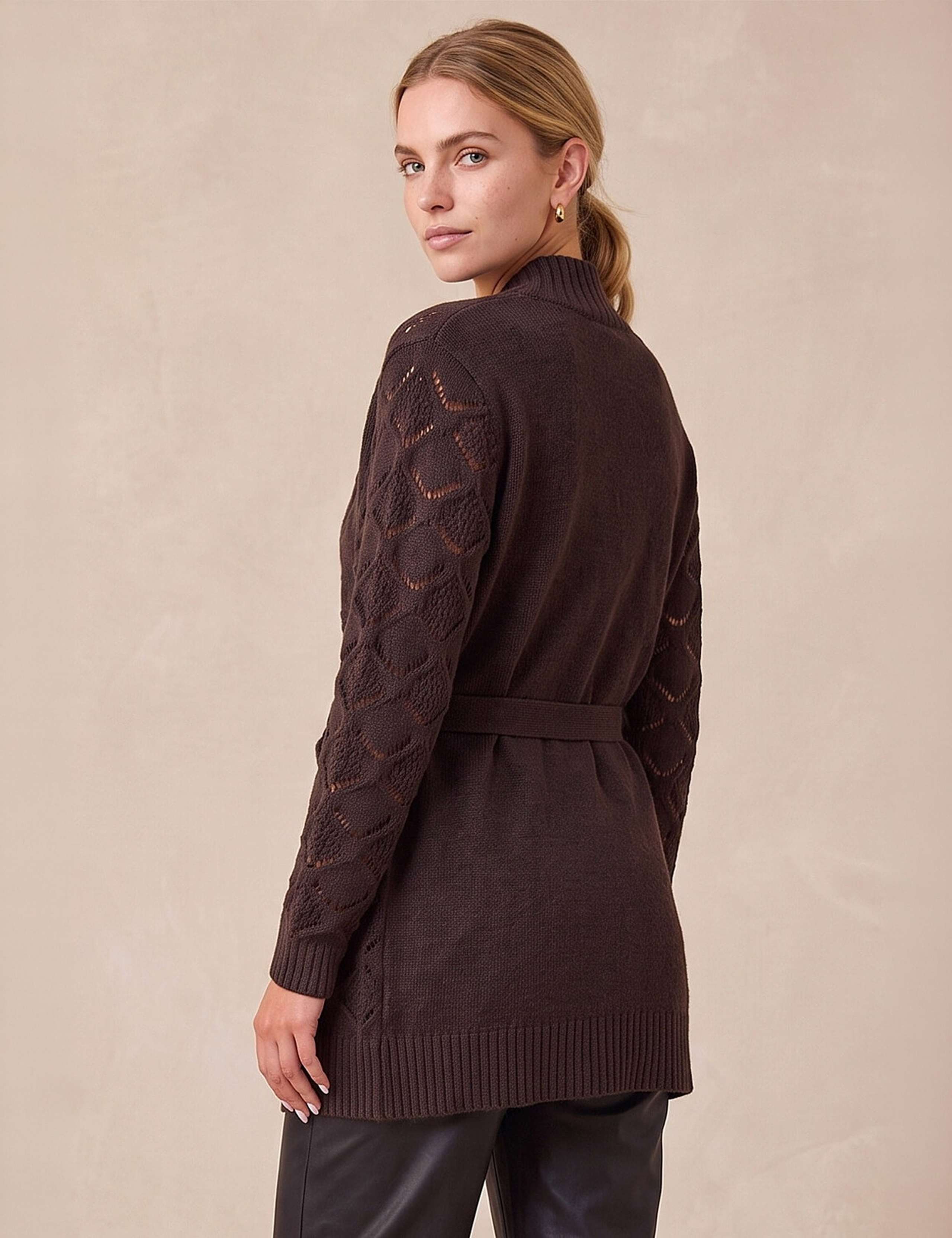 Pointelle Belted Cardigan 3 of 4
