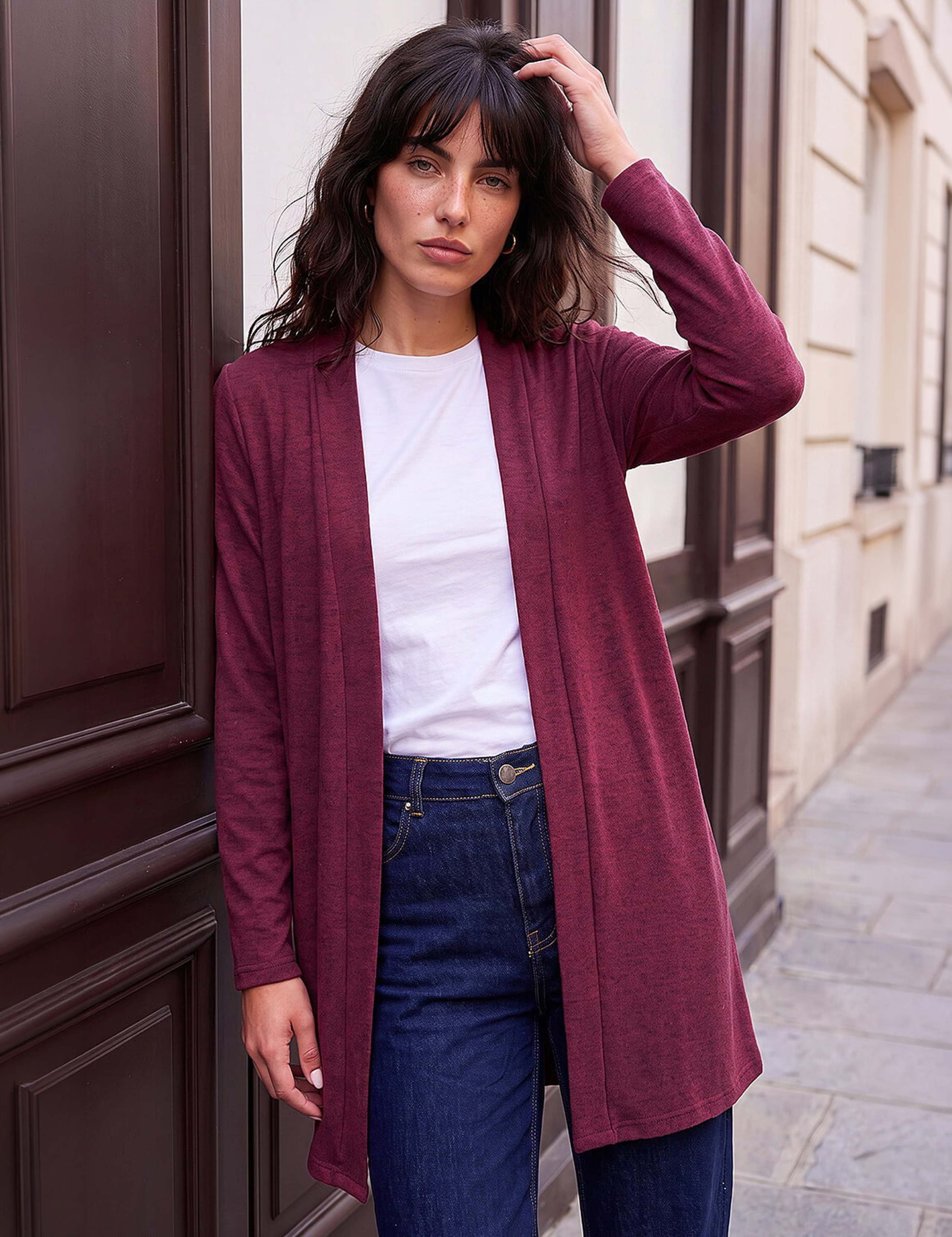 Rayon Blend Longline Cardigan 1 of 4