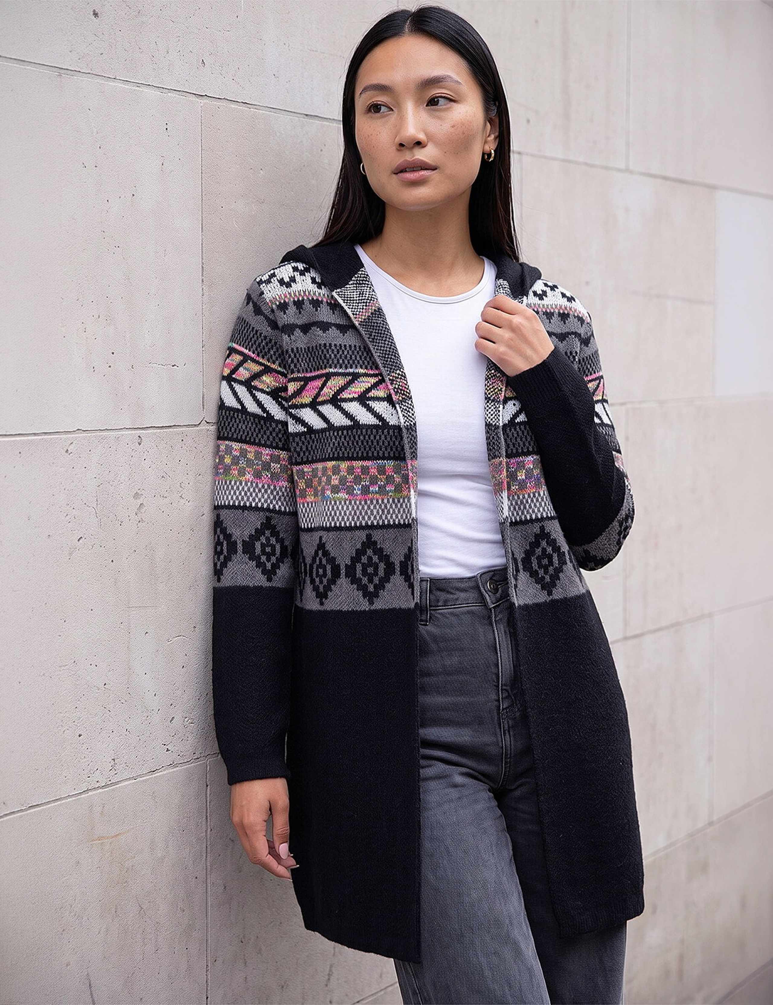 Nordic Pattern Hooded Cardigan 1 of 4