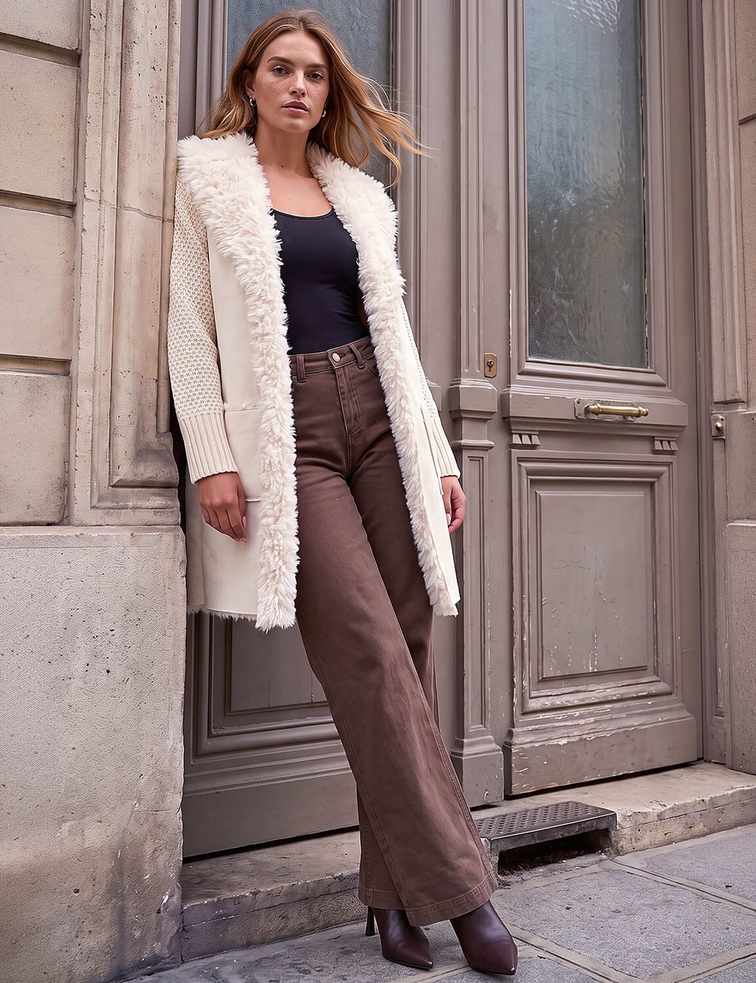 Longline Faux Shearling Knit Coatigan 2 of 4