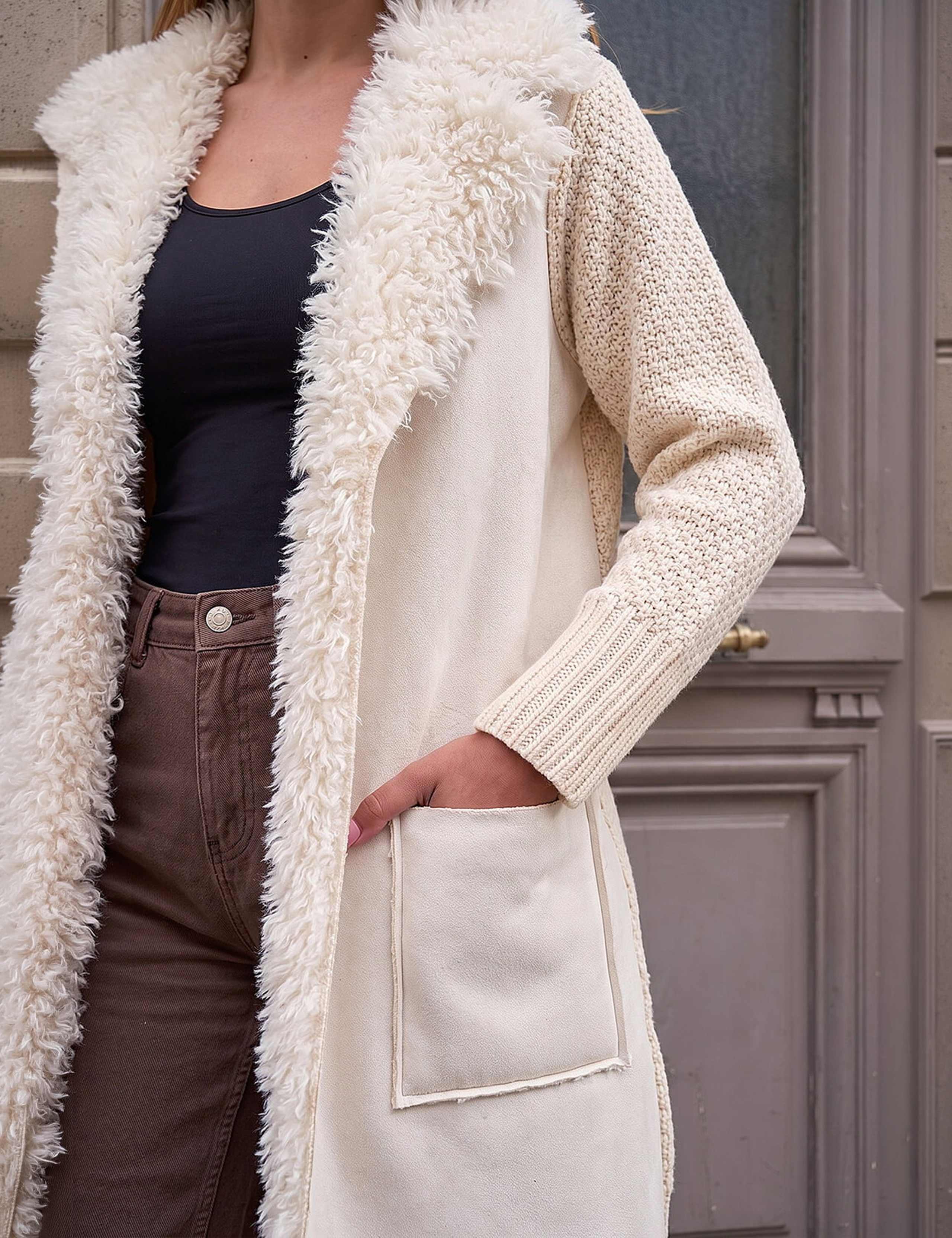 Longline Faux Shearling Knit Coatigan 4 of 4