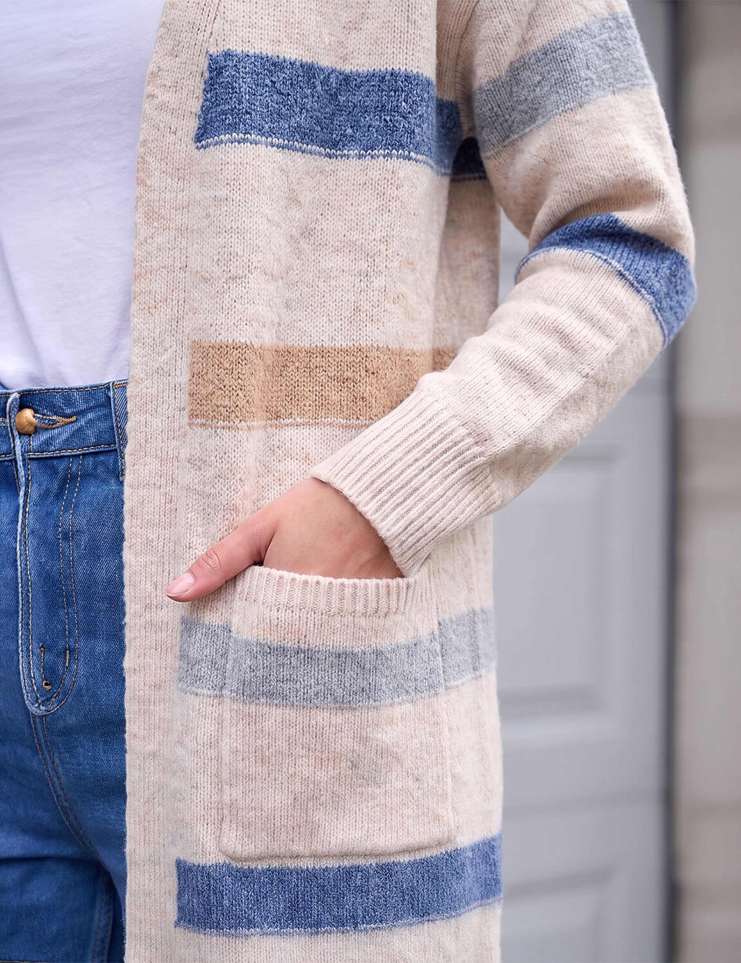 Cotton Blend Striped Cardigan 4 of 4