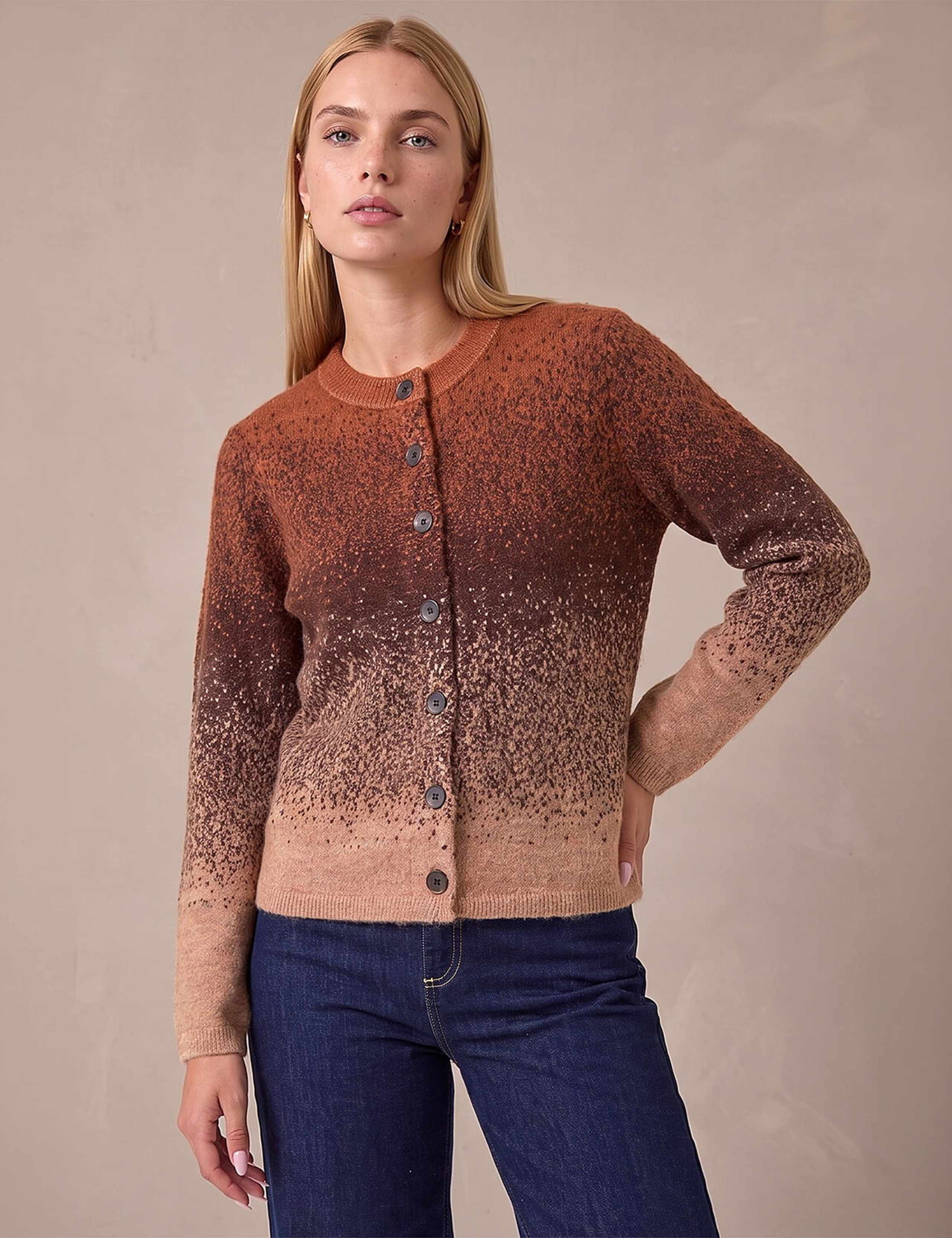 Space Dyed Crew Neck Cardigan 1 of 4