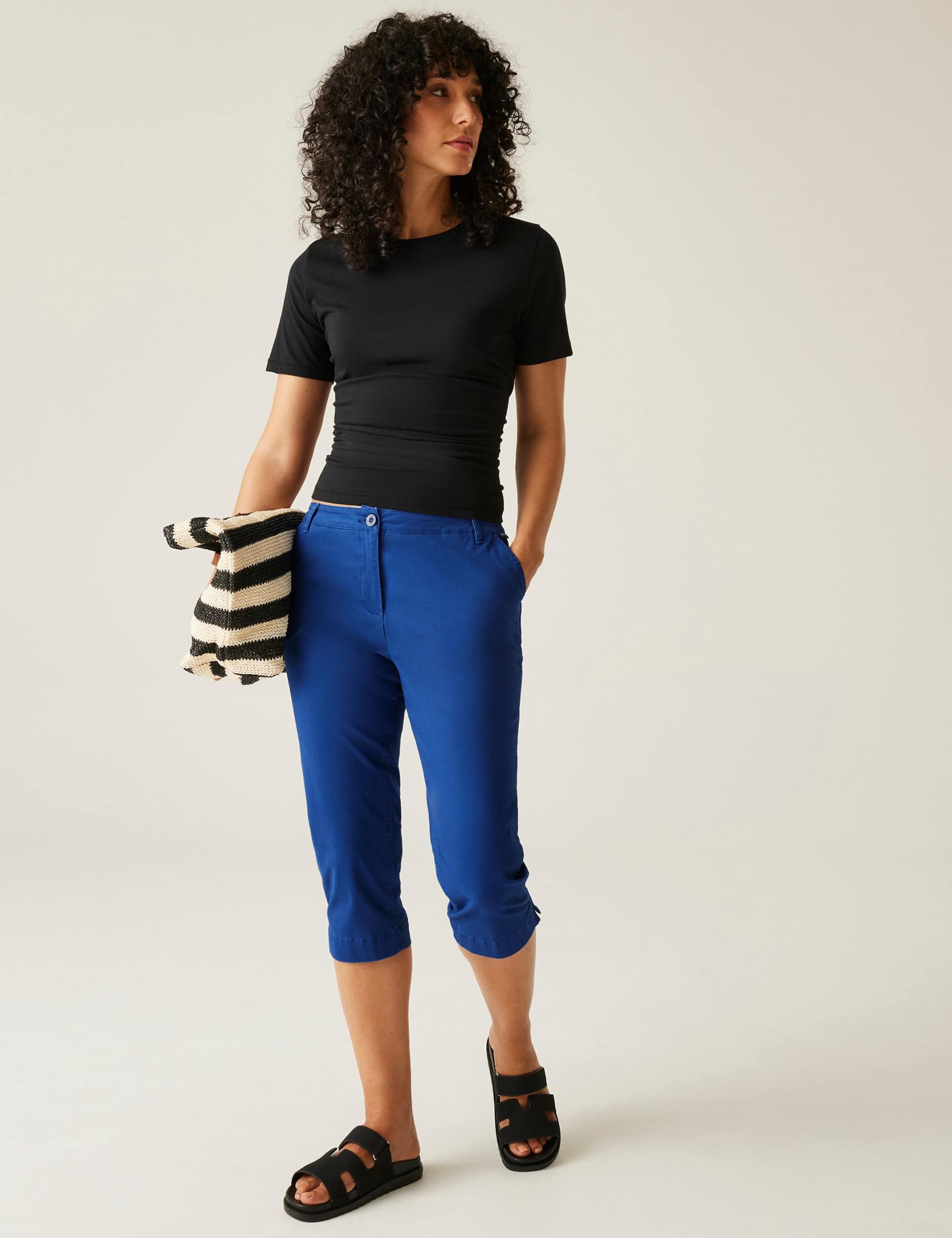Cotton Rich Tapered Cropped Trousers 4 of 6