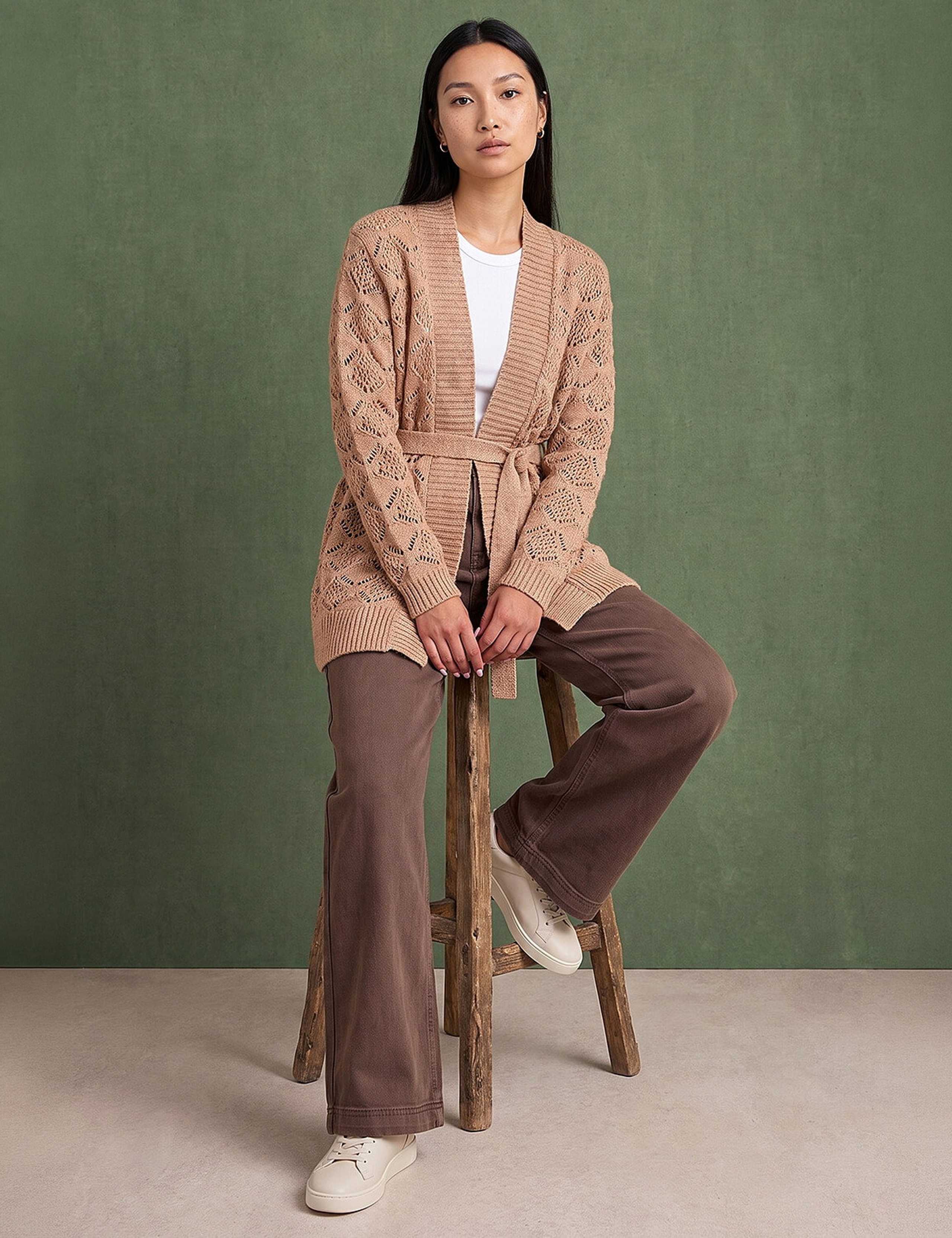 Pointelle Belted Cardigan 2 of 4