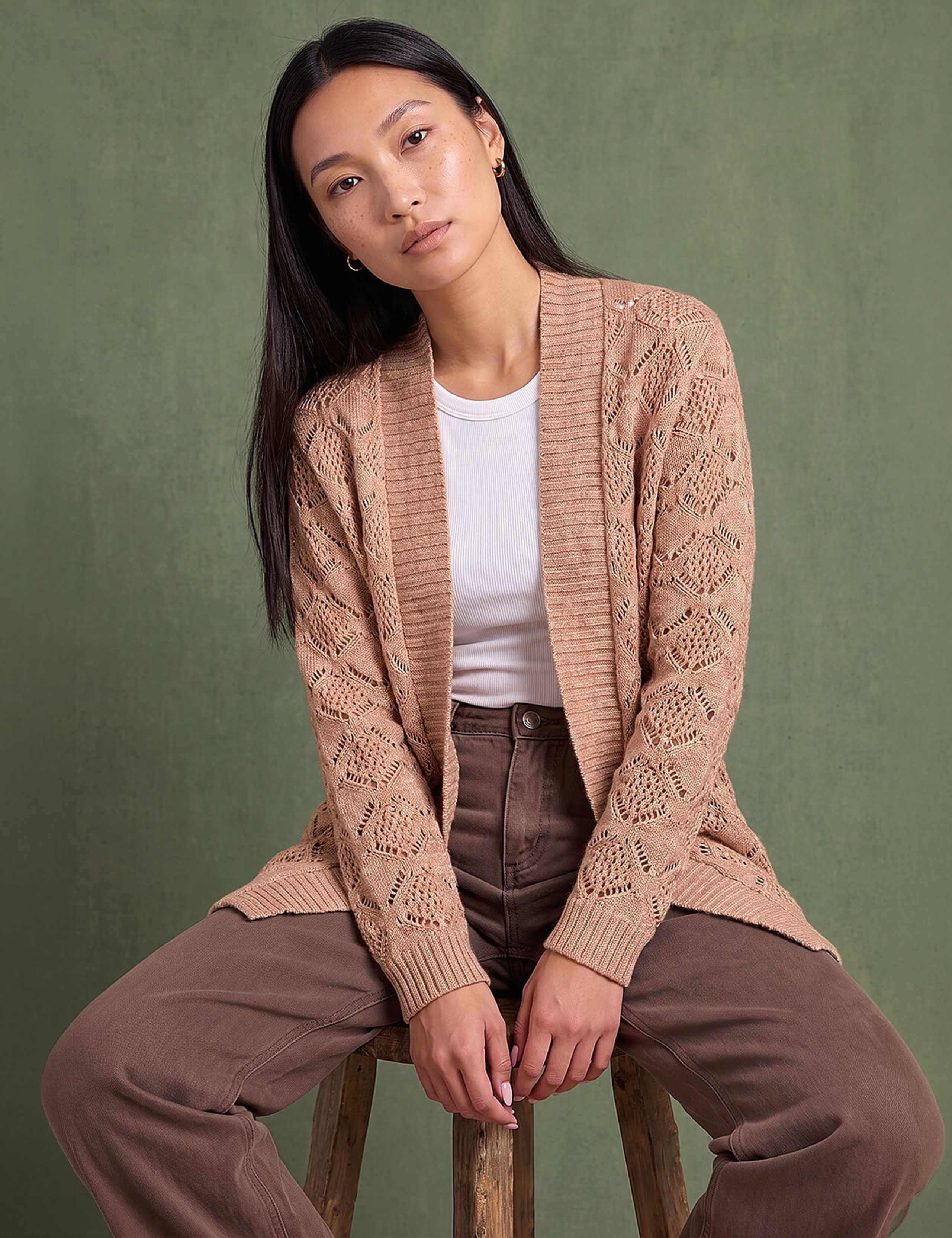 Pointelle Belted Cardigan 3 of 4