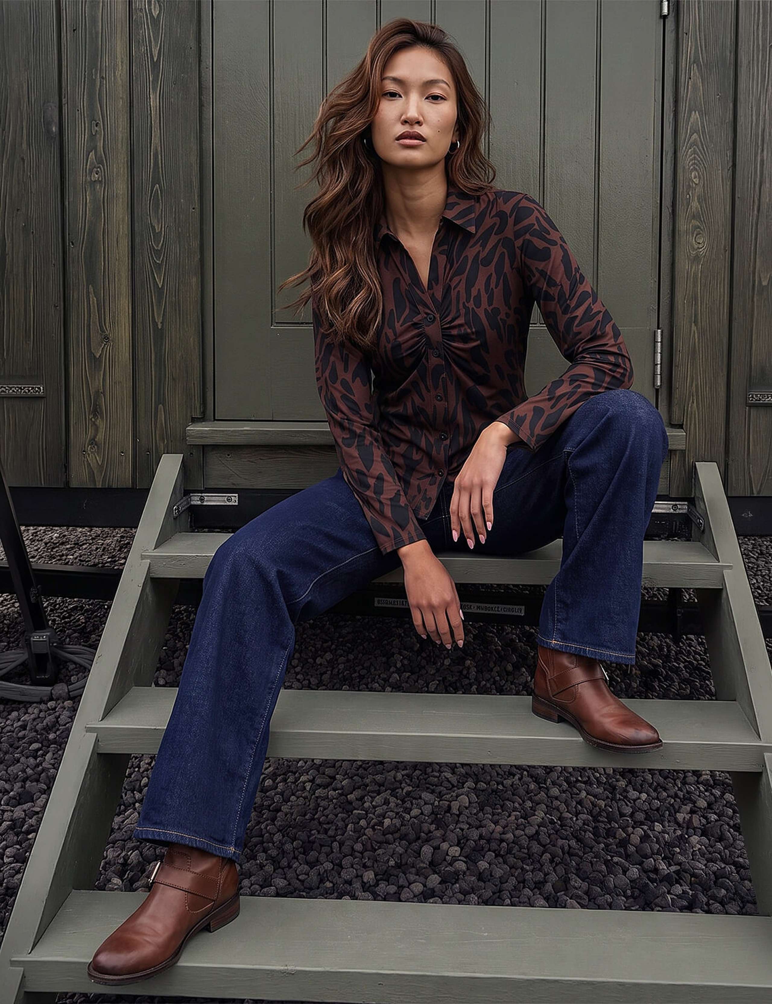 Abstract Print Collared Blouse 2 of 4