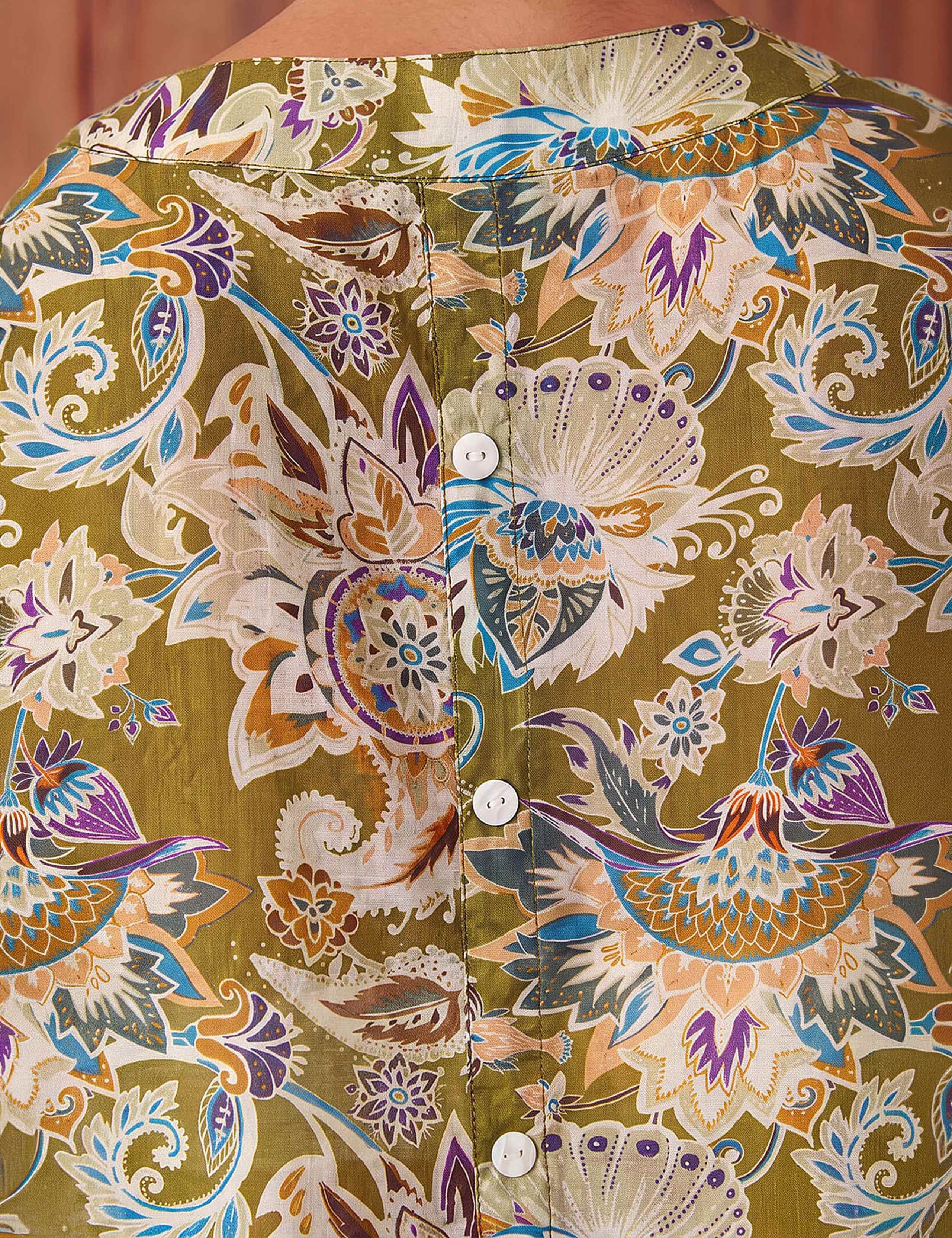 Floral Print V Neck Blouse 3 of 4