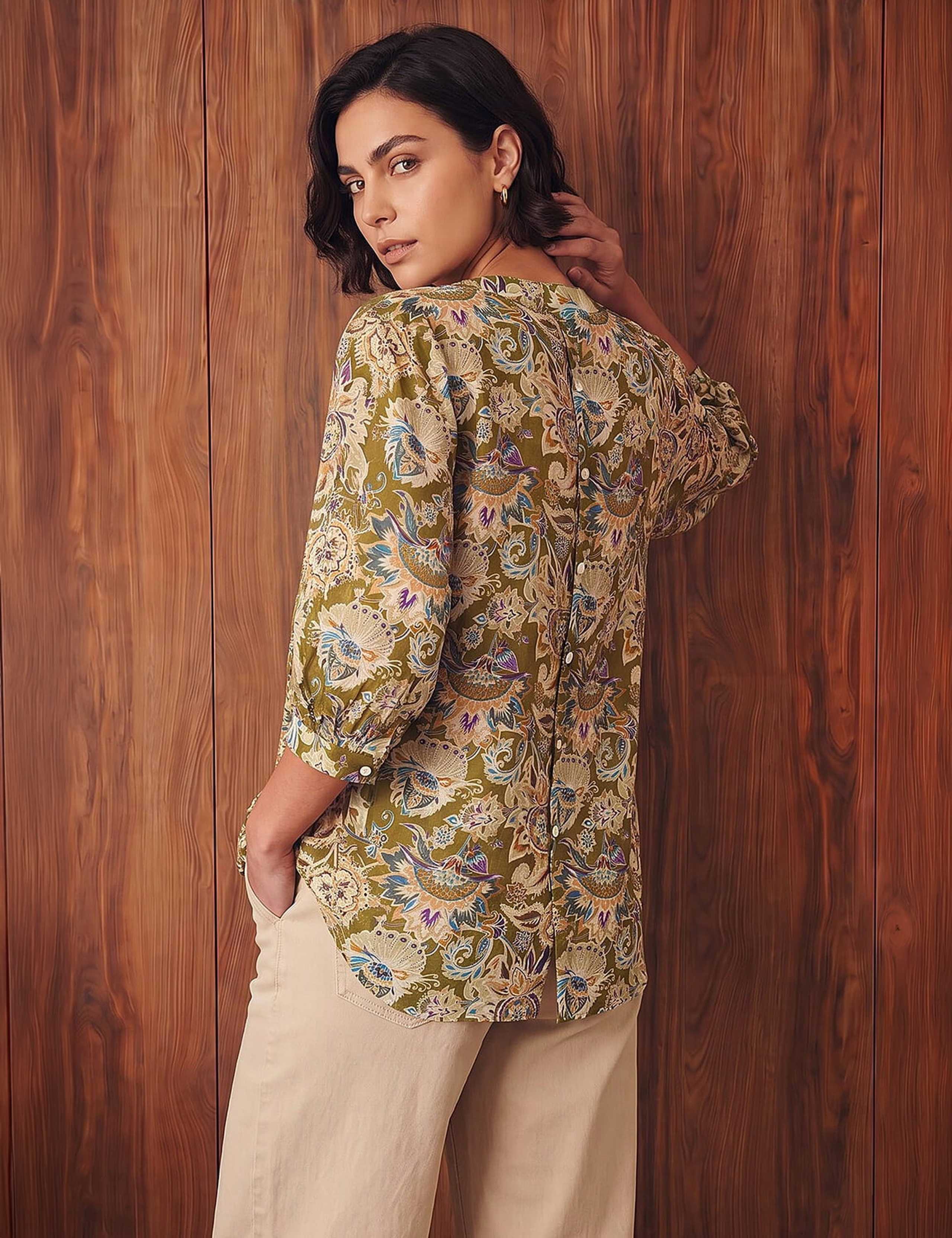 Floral Print V Neck Blouse 4 of 4