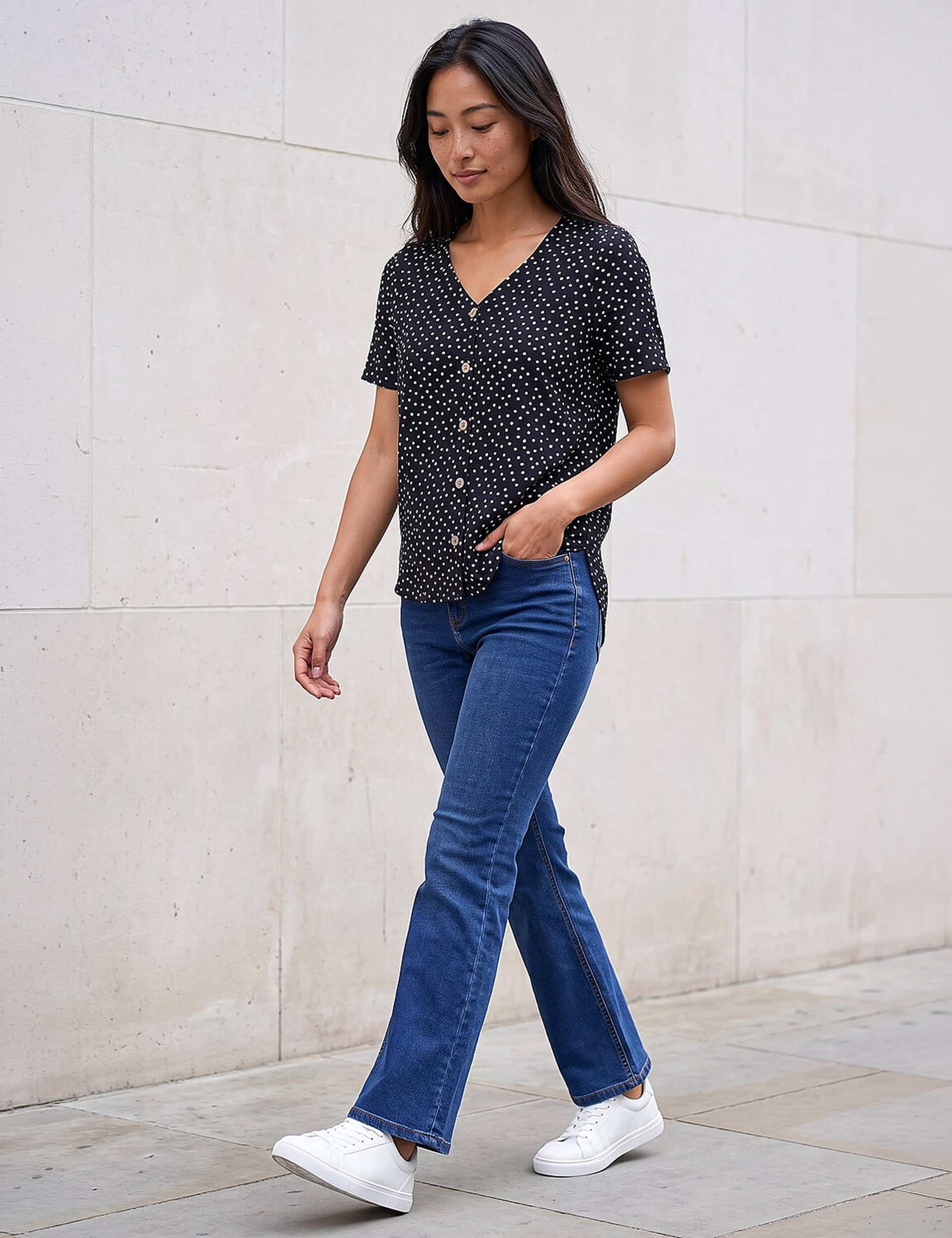 Petite V Neck Button Through Blouse 2 of 4