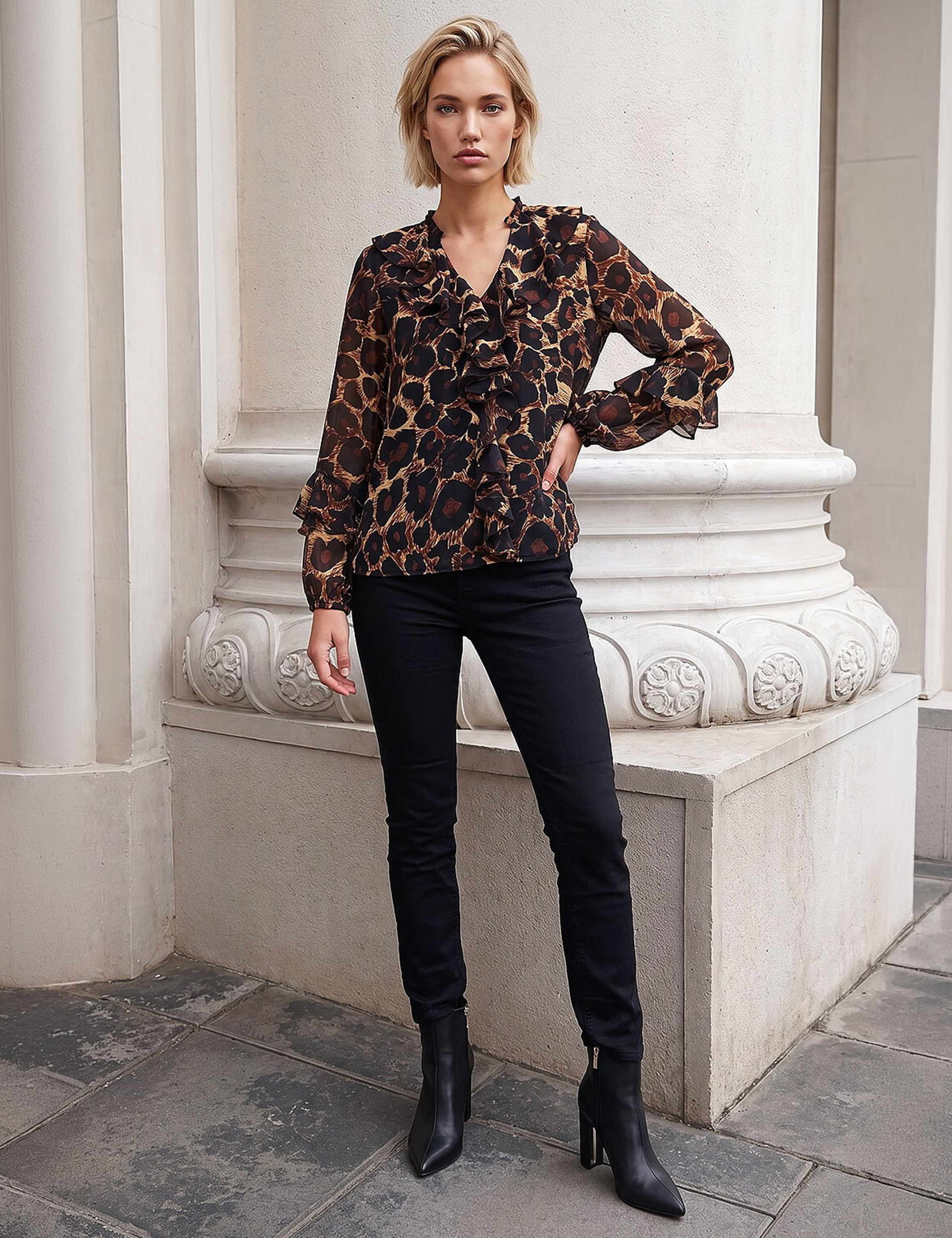 Animal Print Ruffle Top 2 of 4