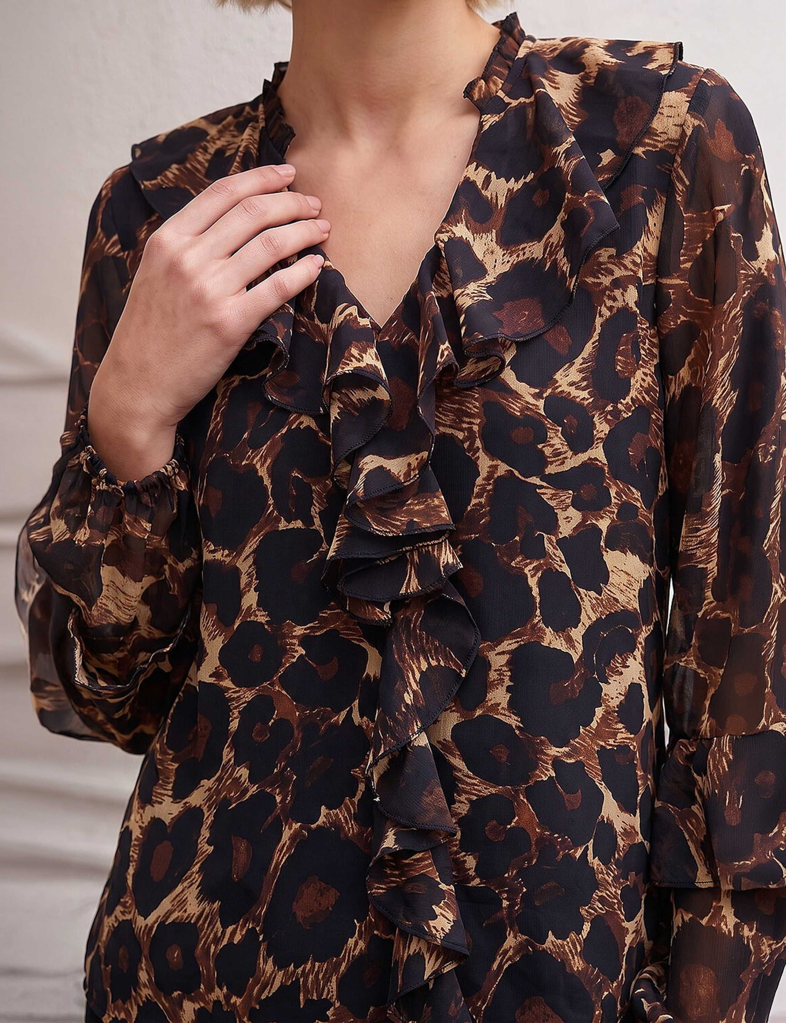 Animal Print Ruffle Top 3 of 4