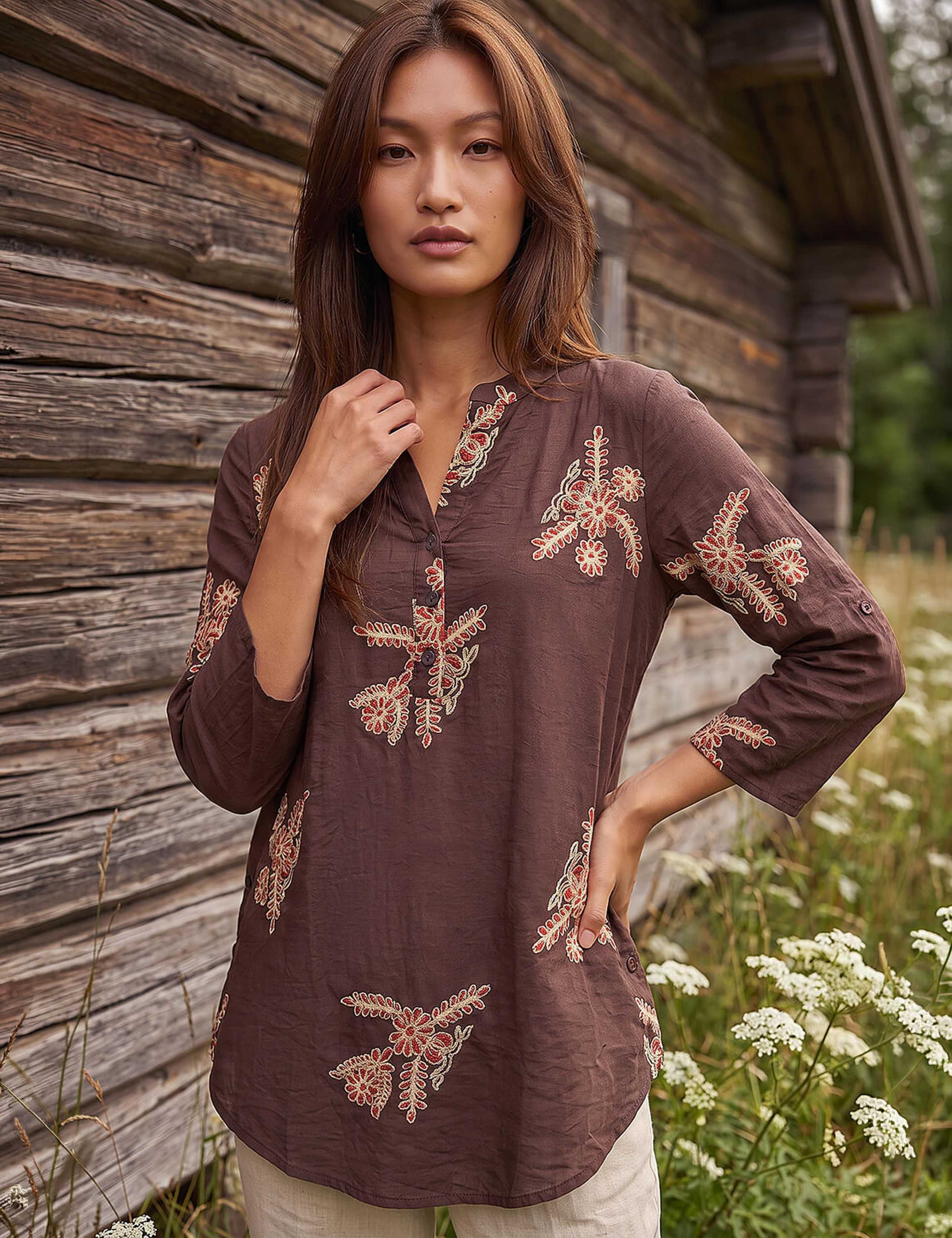 Embroidered Floral V Neck Top 2 of 4